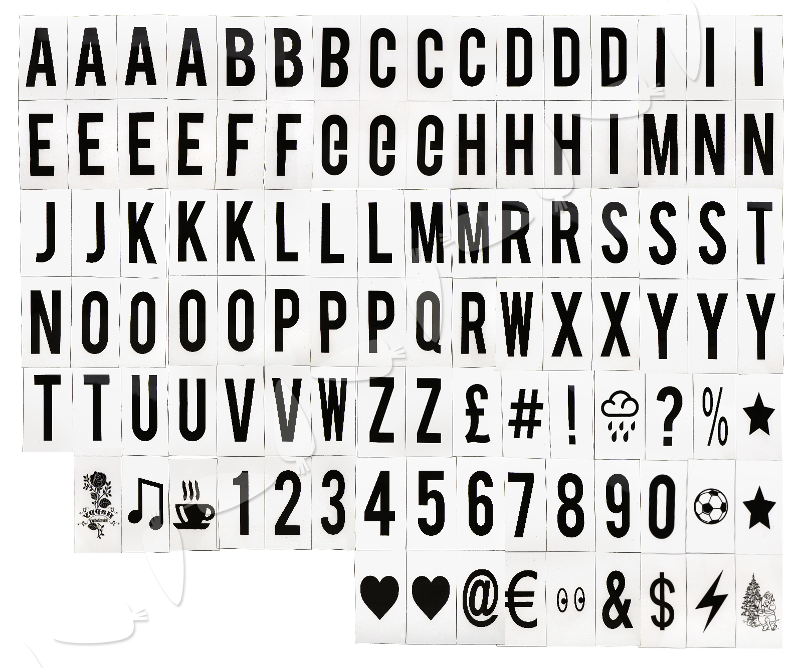 Cinematic letter number symbol emoticon for cinema light up sign box 