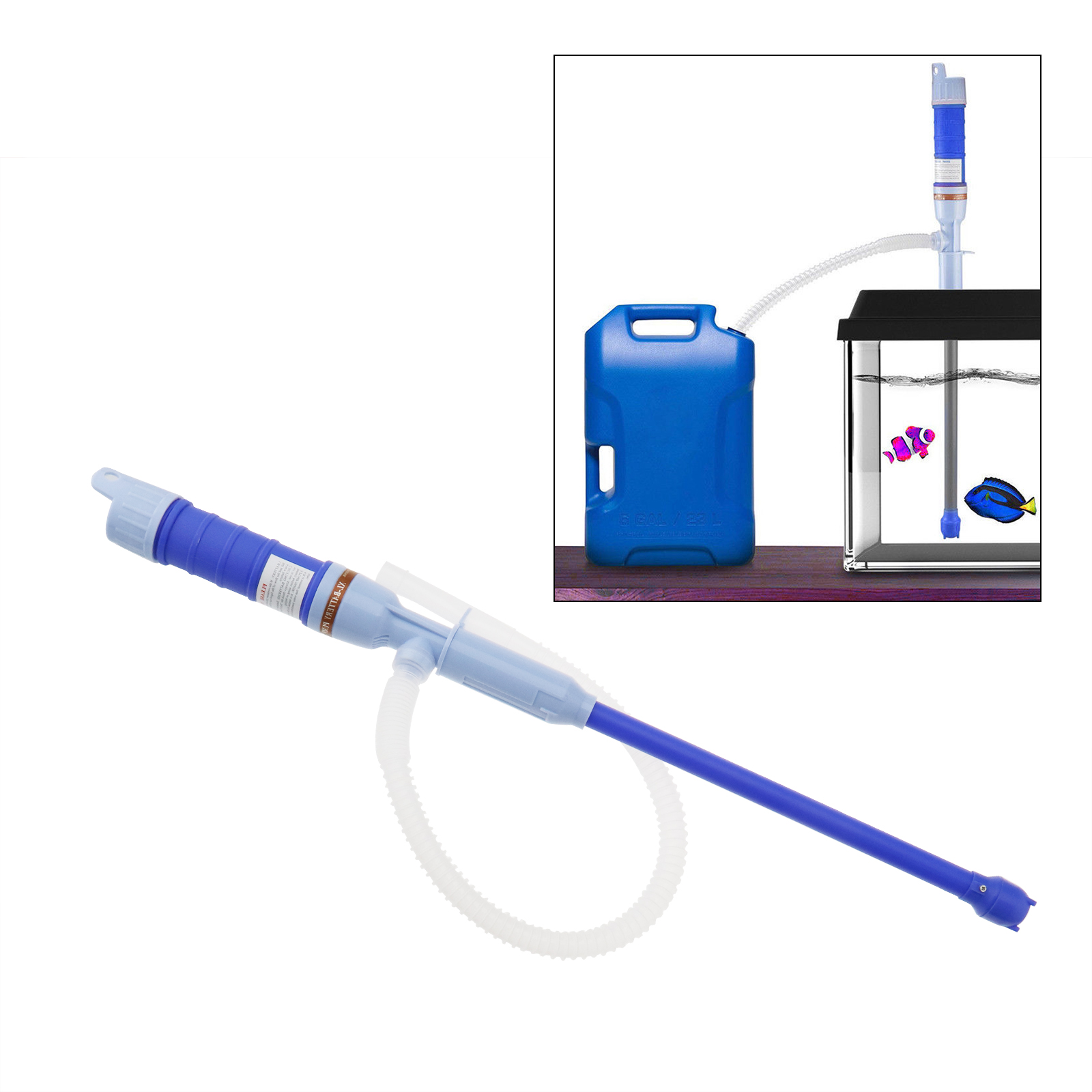 Blue Battery Operated Liquid Transfer Pump Siphon Gas Oil Fish Tank
