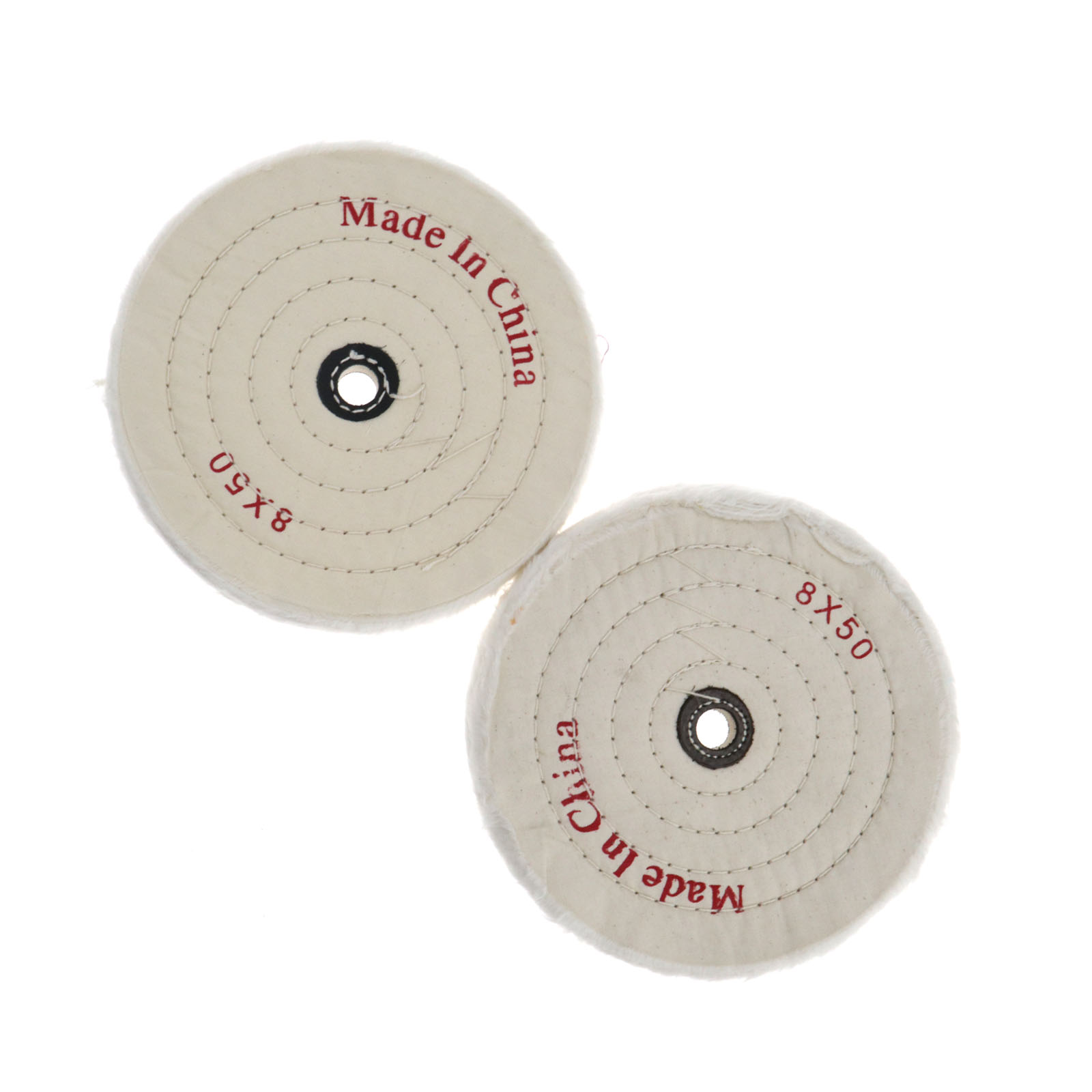 W2 2x White 8" 200mm Buffing Polishing wheel Spiral Stitched Cotton 50