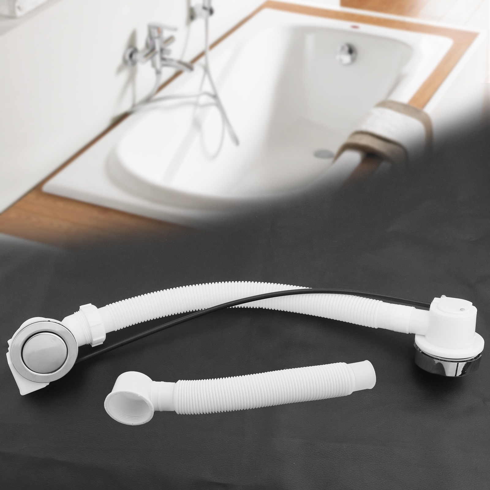 Modern Chrome Bath Overflow Kit with remote control 40mm PopUp Bath