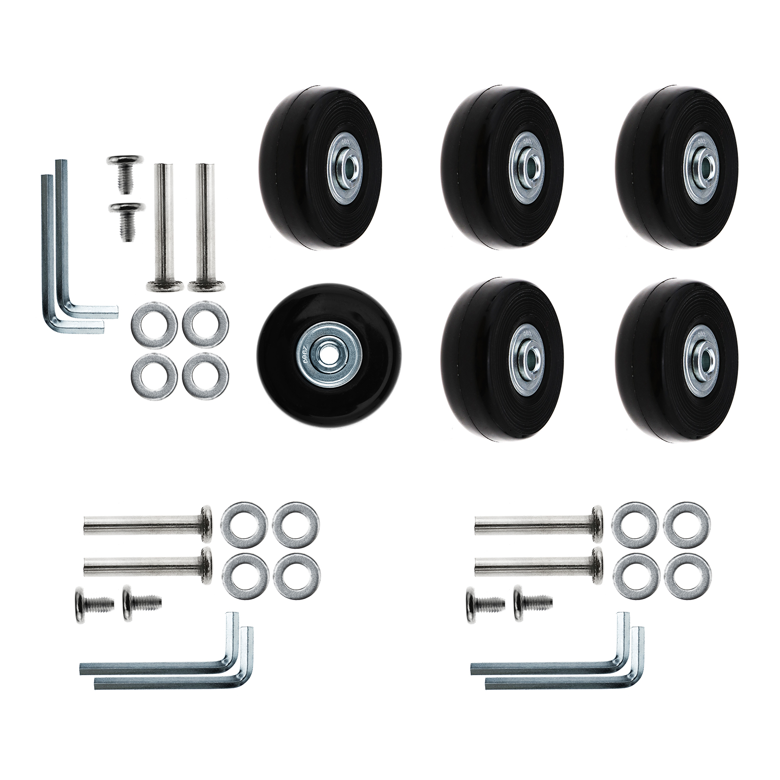 2/ 4 x Luggage Wheels Repair Kit Axles Rubber Deluxe OD 50mm