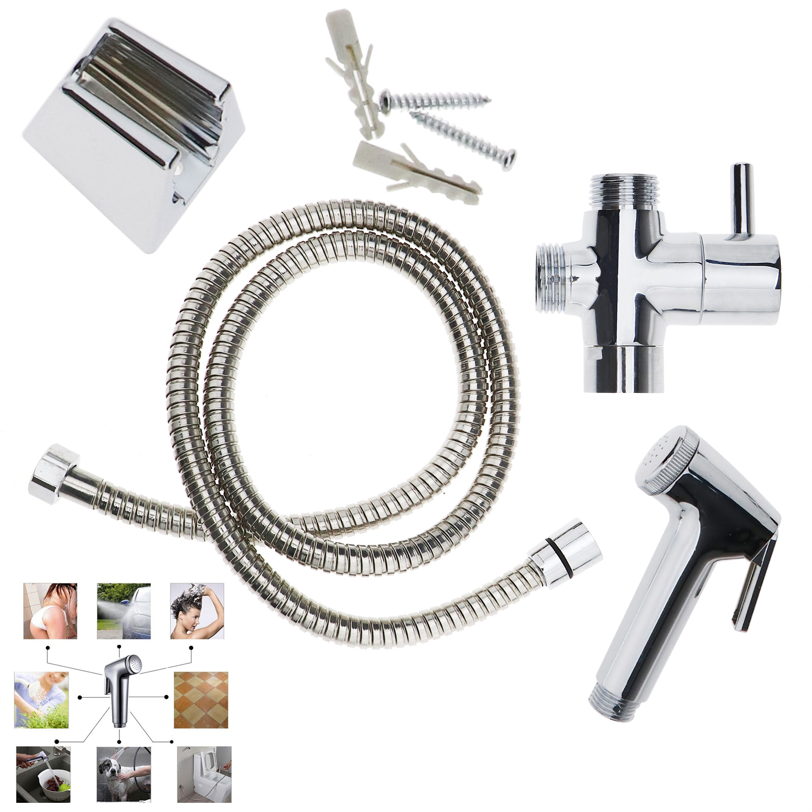 Handheld Bath Toilet Bidet Douche Spray Shower Head Hose Kit Set