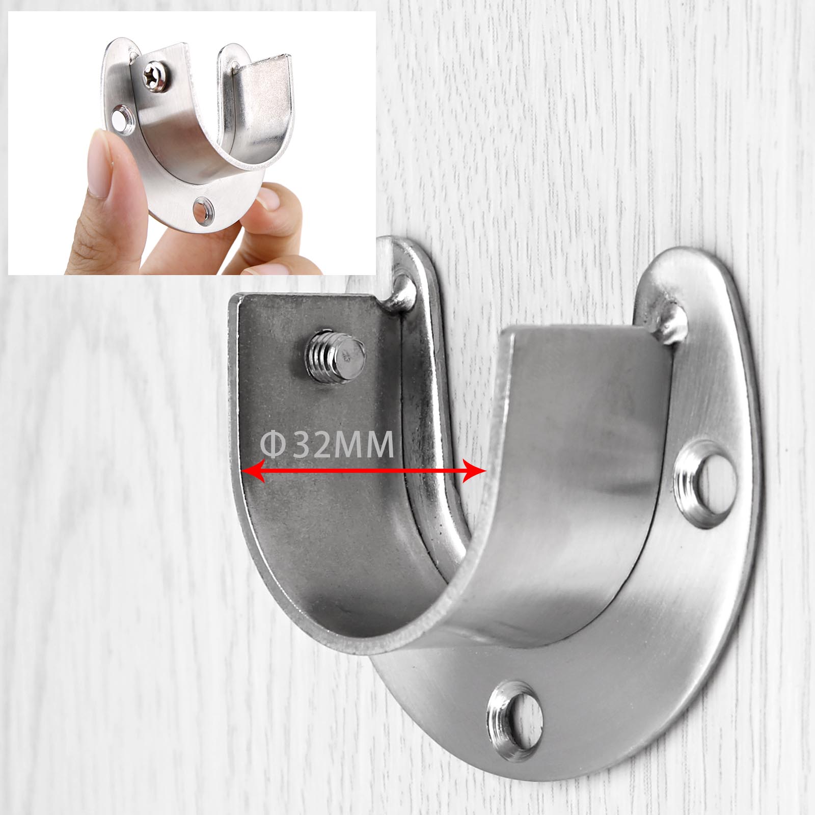 Rods Home Stainless Steel Closet Pole Sockets,2 Pack of Heavy Duty