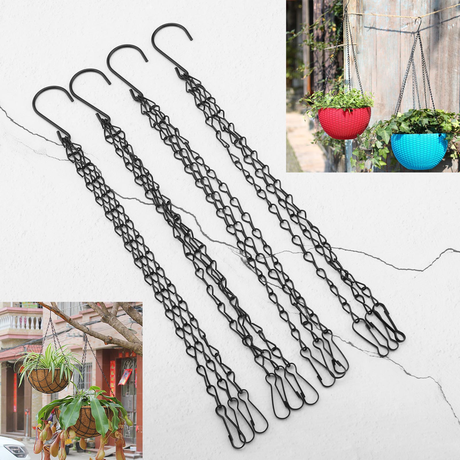 Hanging Flower Basket 12 Inch Chain 3 Point Garden Plant Hanger Pot