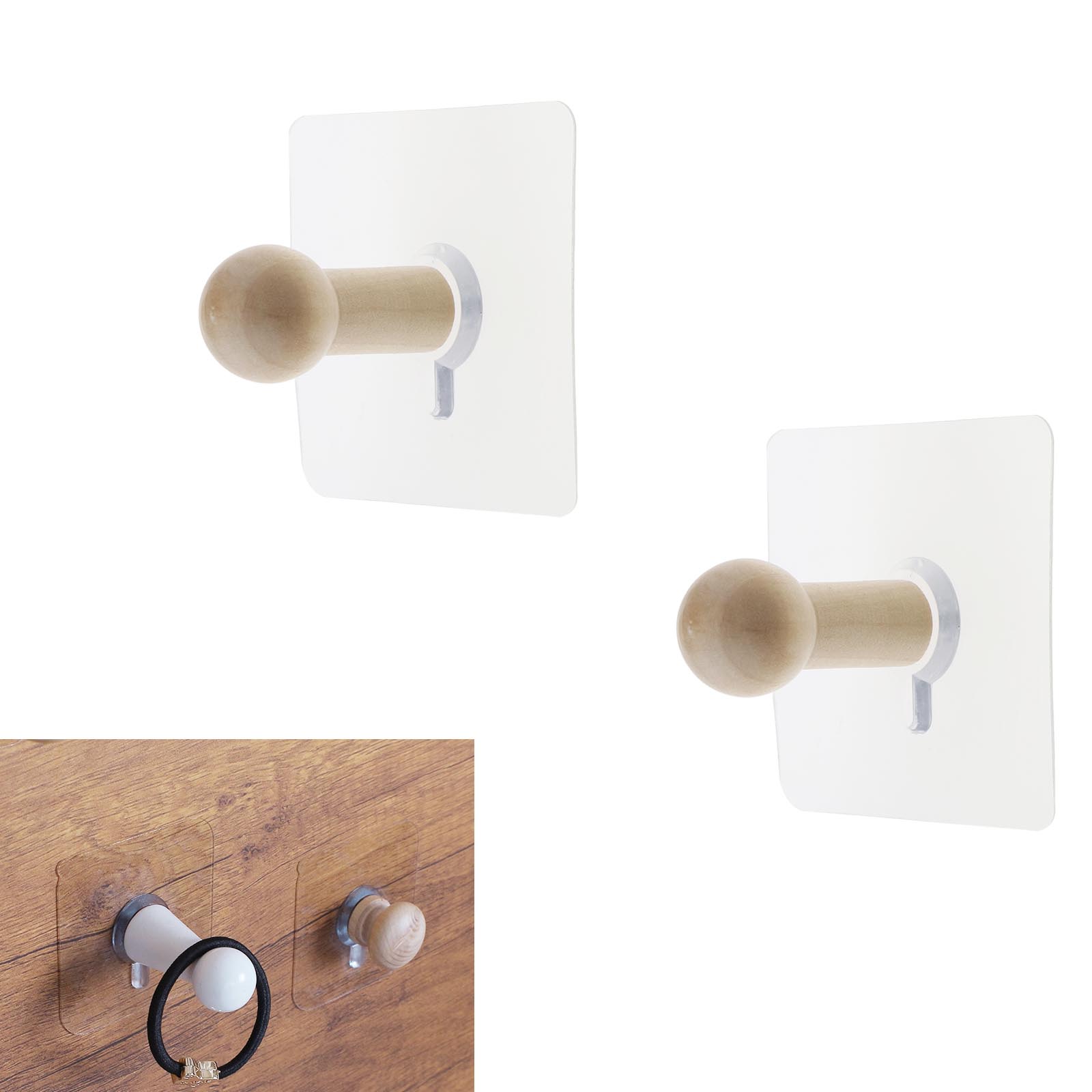 10x Holzklebehaken Haken Set Tür Kleiderschrank Schlüssel Handtuch