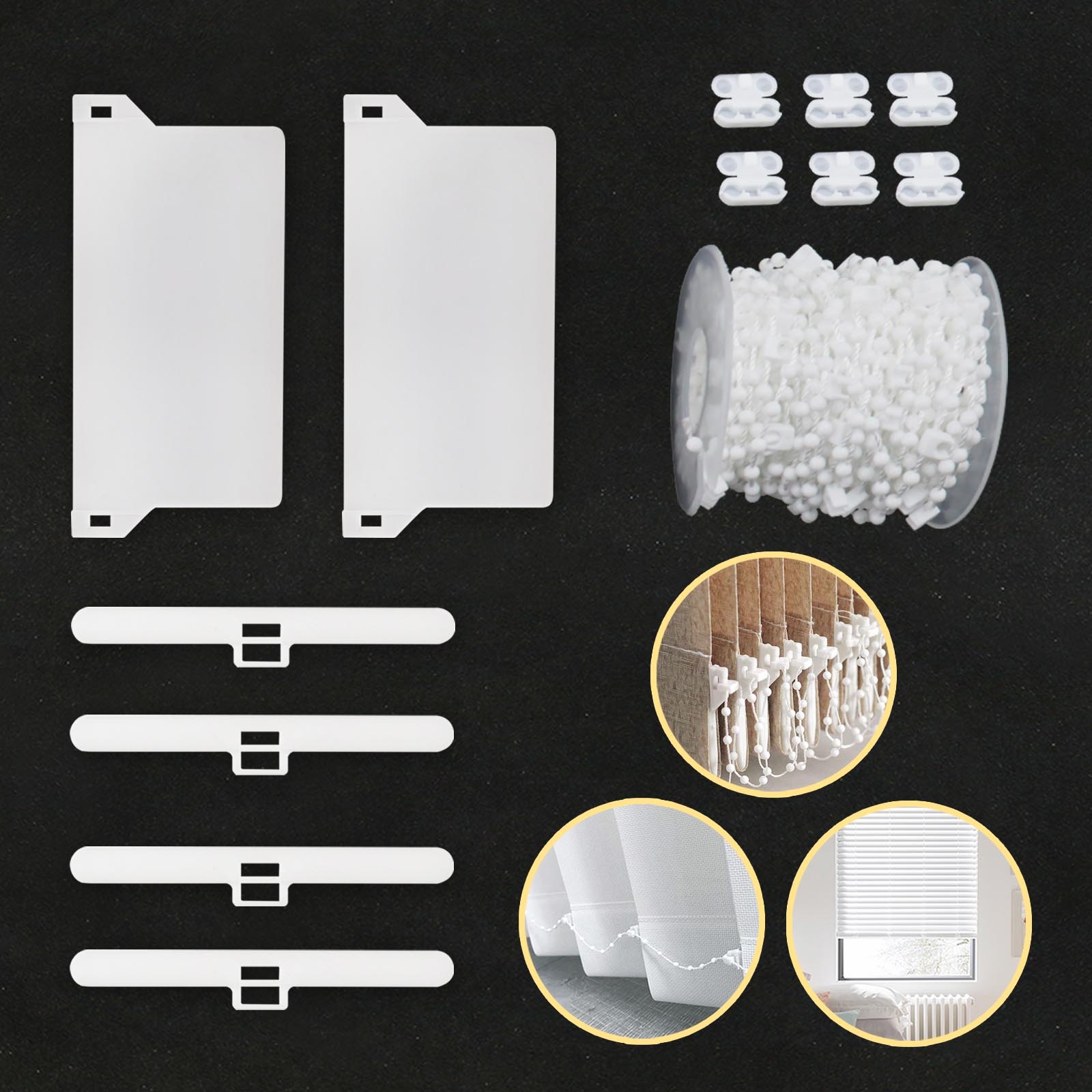 31Pcs 89mm Vertical Blind Accessories Repair Kit Top Hangers 10M Chain