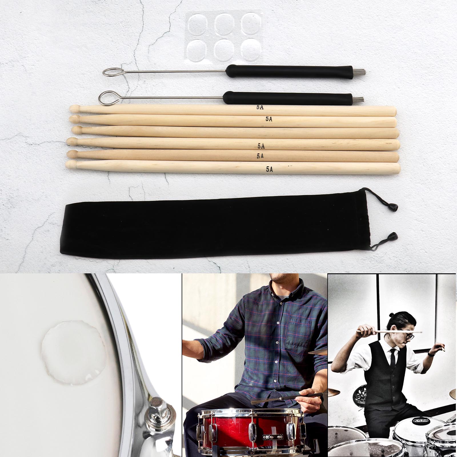 Retractable Metal Loop Ends Steel Wire Brushes Damper Pads Drum Sticks