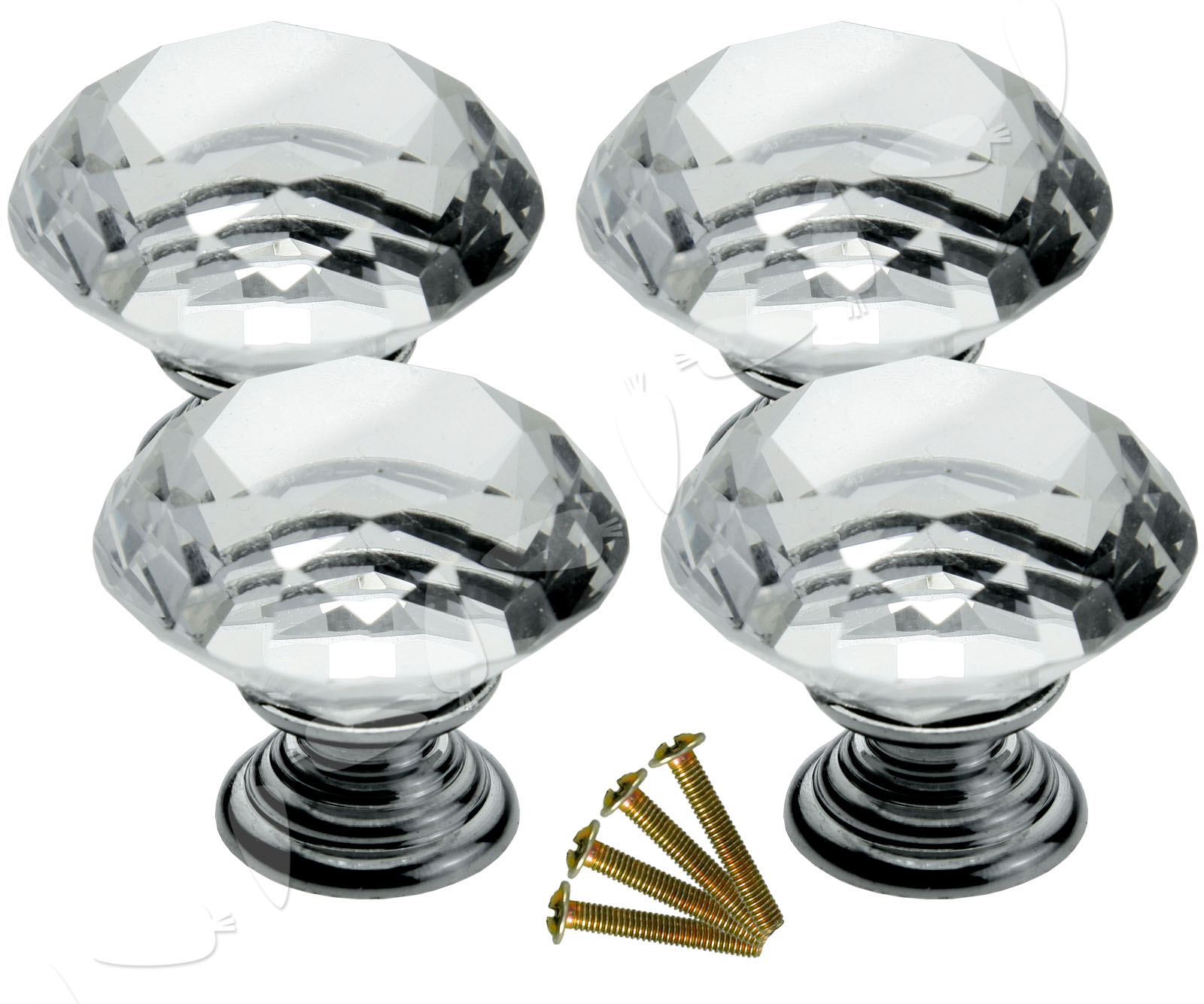 Crystal Diamond Round Faceted Cut Glass Cupboard Door Knobs Handles eBay