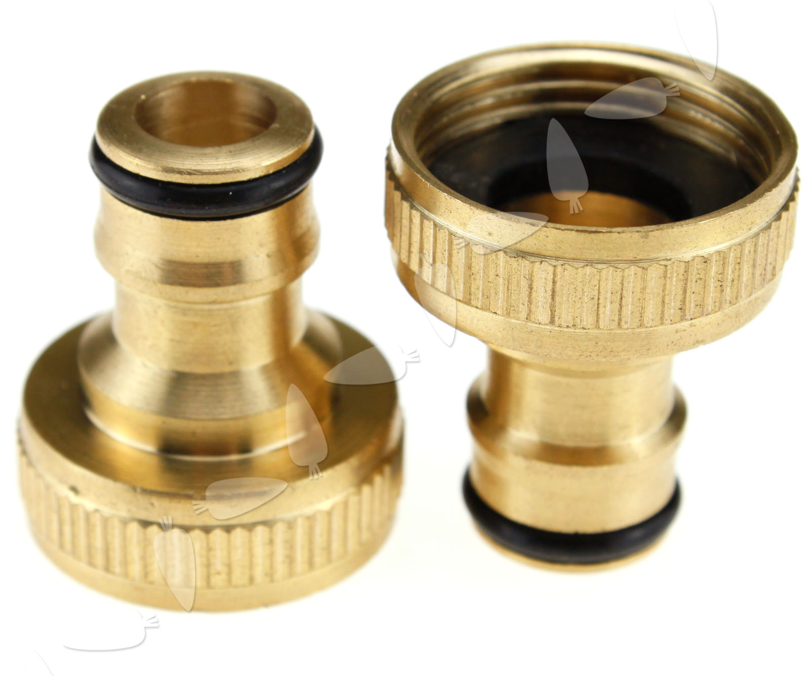 K2 2Pcs Solid Brass Water Tap Adaptor Connector Female 3/4" Inner