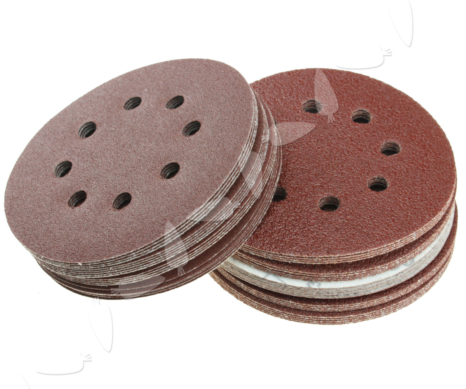 50 Orbit Sanding Sandpaper 125mm 8 Bores Round Discs 40 60 80 100 120
