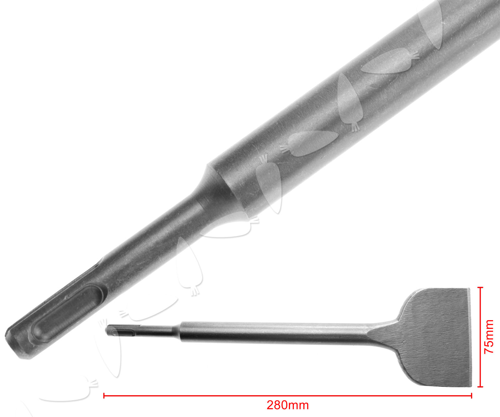 SDS Plus Chisel Cranked Tile Removing Extra Wide 75x 280mm Floor & Wall