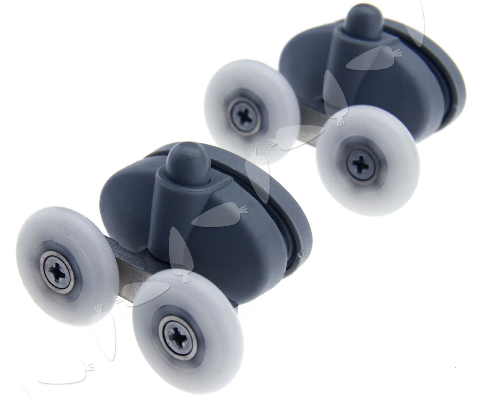 K2 2 x Double Bottom Butterfly Shower Door Rollers Wheels Kit Stainless