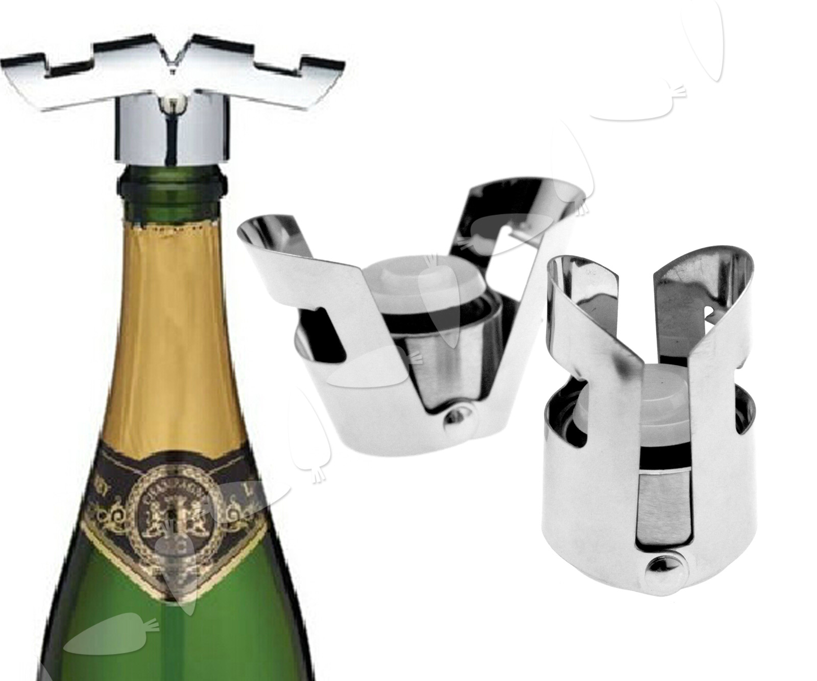 2PCS Stainless Steel Champagne Wine Bottle Stopper Sealer Cap