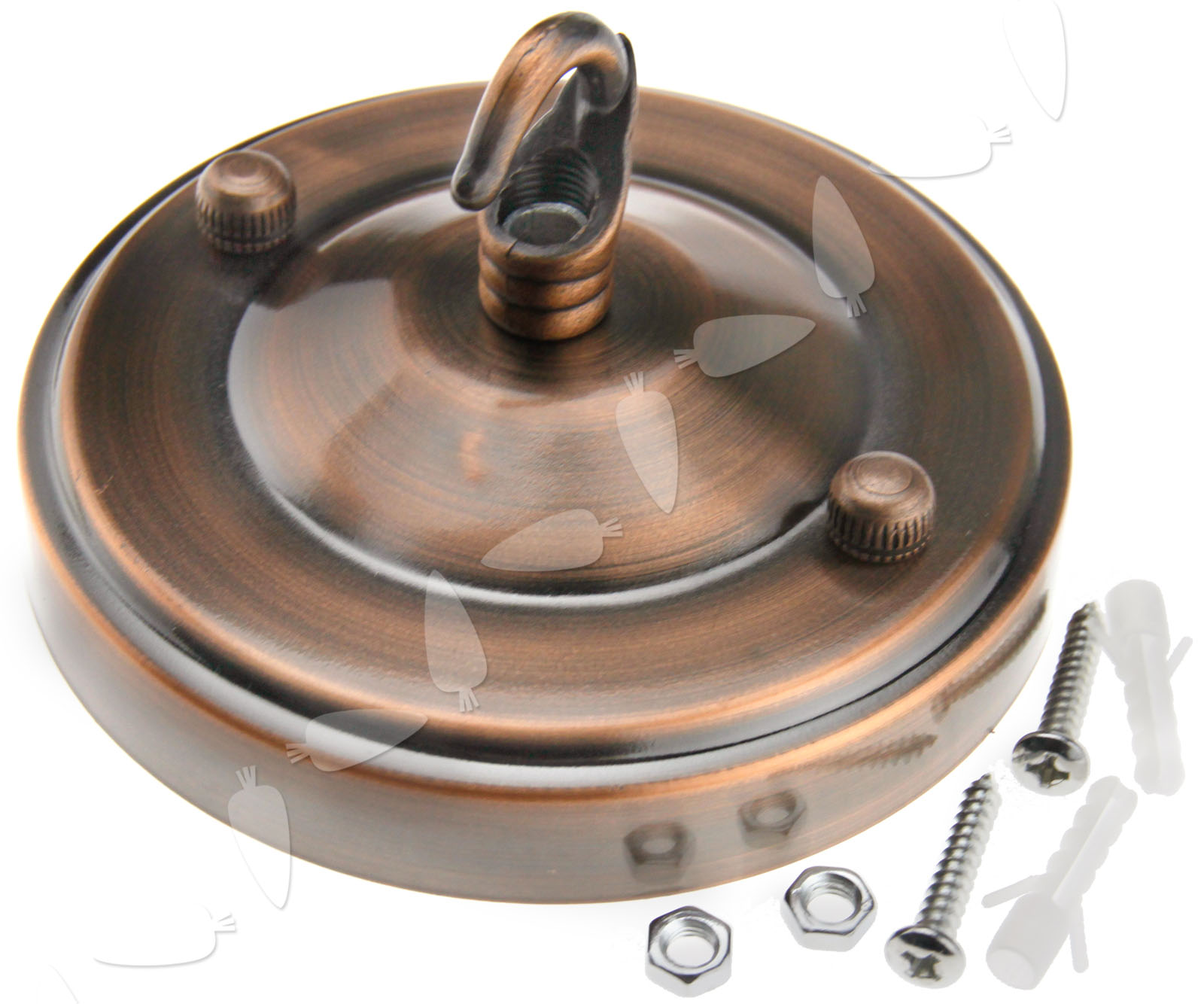 2tlg Deckenhaken Platte Wandhaken Halterung für Deckenlampe Rot Messing