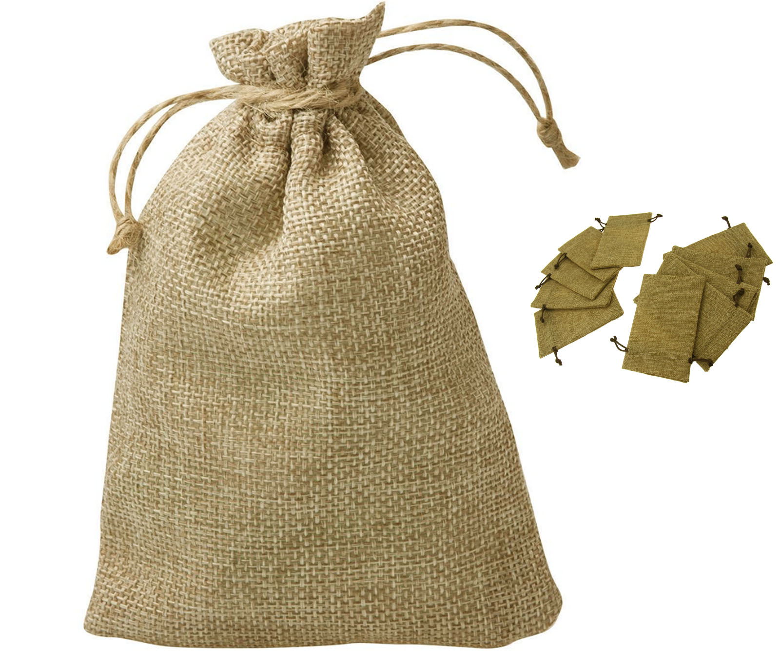 10PCS Mini Hessian Bags Rustic Burlap Favor Wedding Gift Drawstring