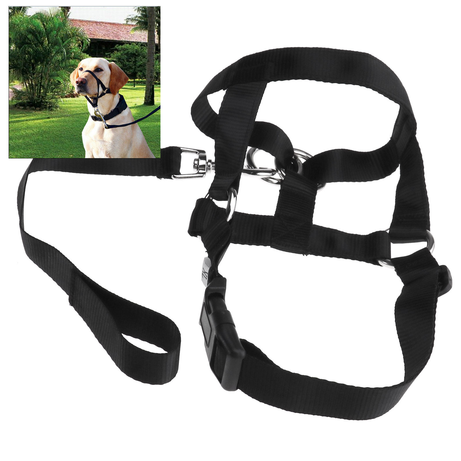 DOG MUZZLE ADJUSTABLE Buckle Head Collar Stop Pet Pulling Halter