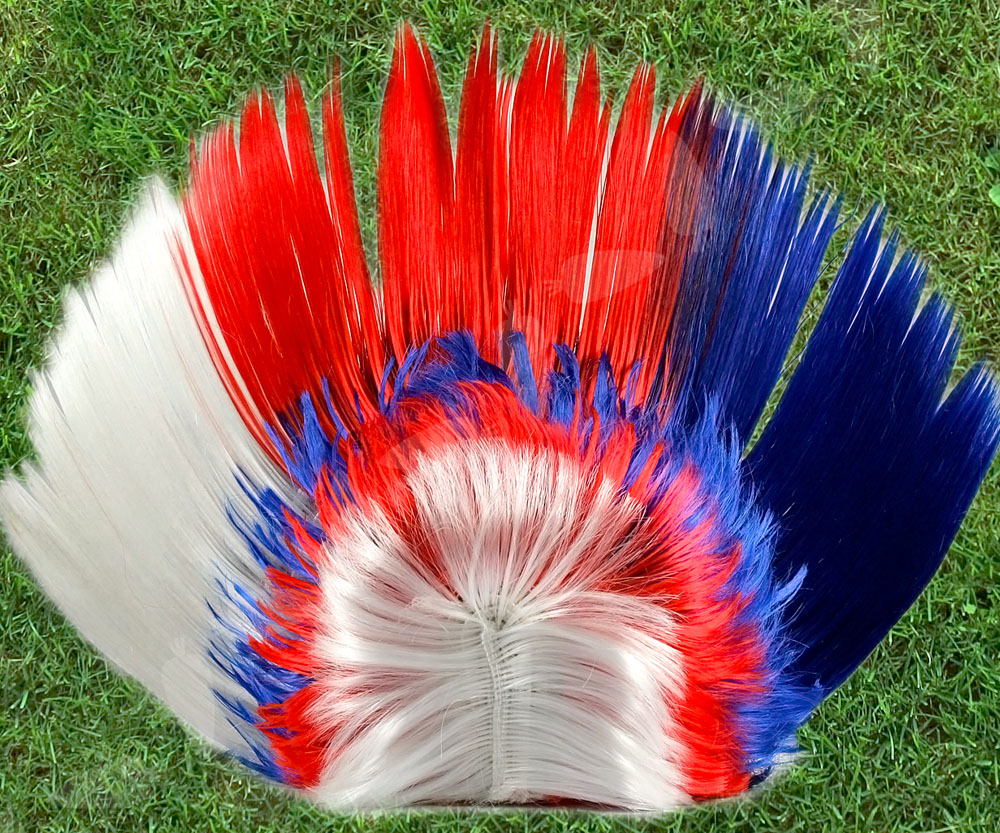 1pc Mohawk Punk Rocker Kostüm Karneval Fasching Perücke Haare Blau Rot Weiß