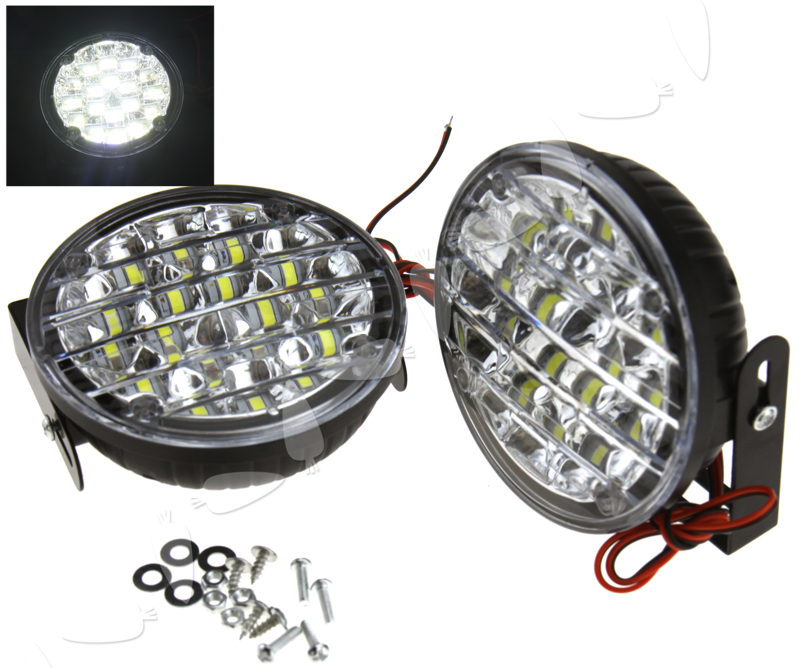 2er 18LED 12V Auto Rund Tagfahrlicht Tagfahrleuchten DRL Lampen Licht