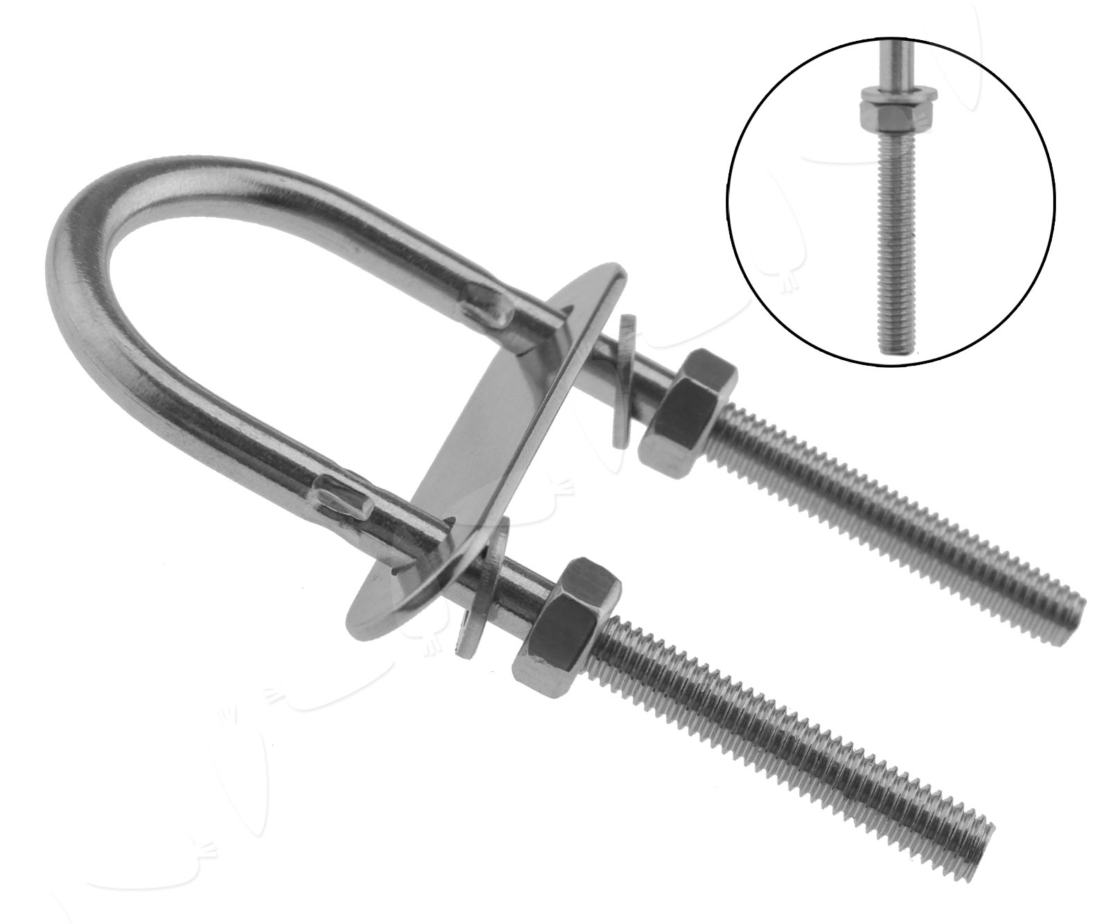 2Pcs 6mm 316 Stainless Steel Marine Grade U Bolts With Plate Nuts and