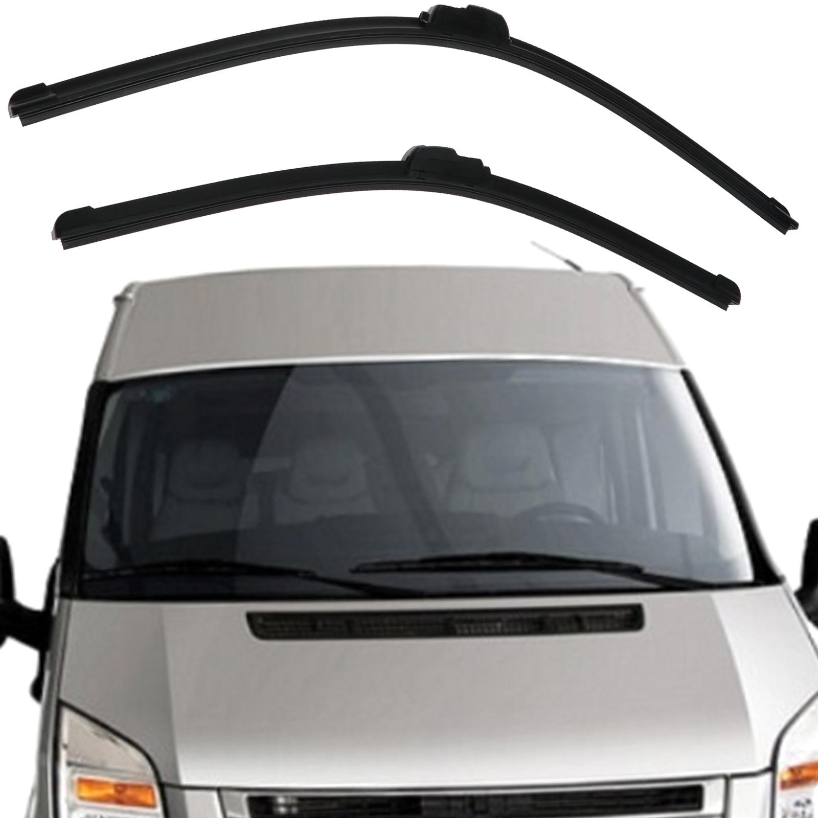 2Pcs Rubber Flat Windshield Wipers Blades Kit For FORD TRANSIT MK7 2006