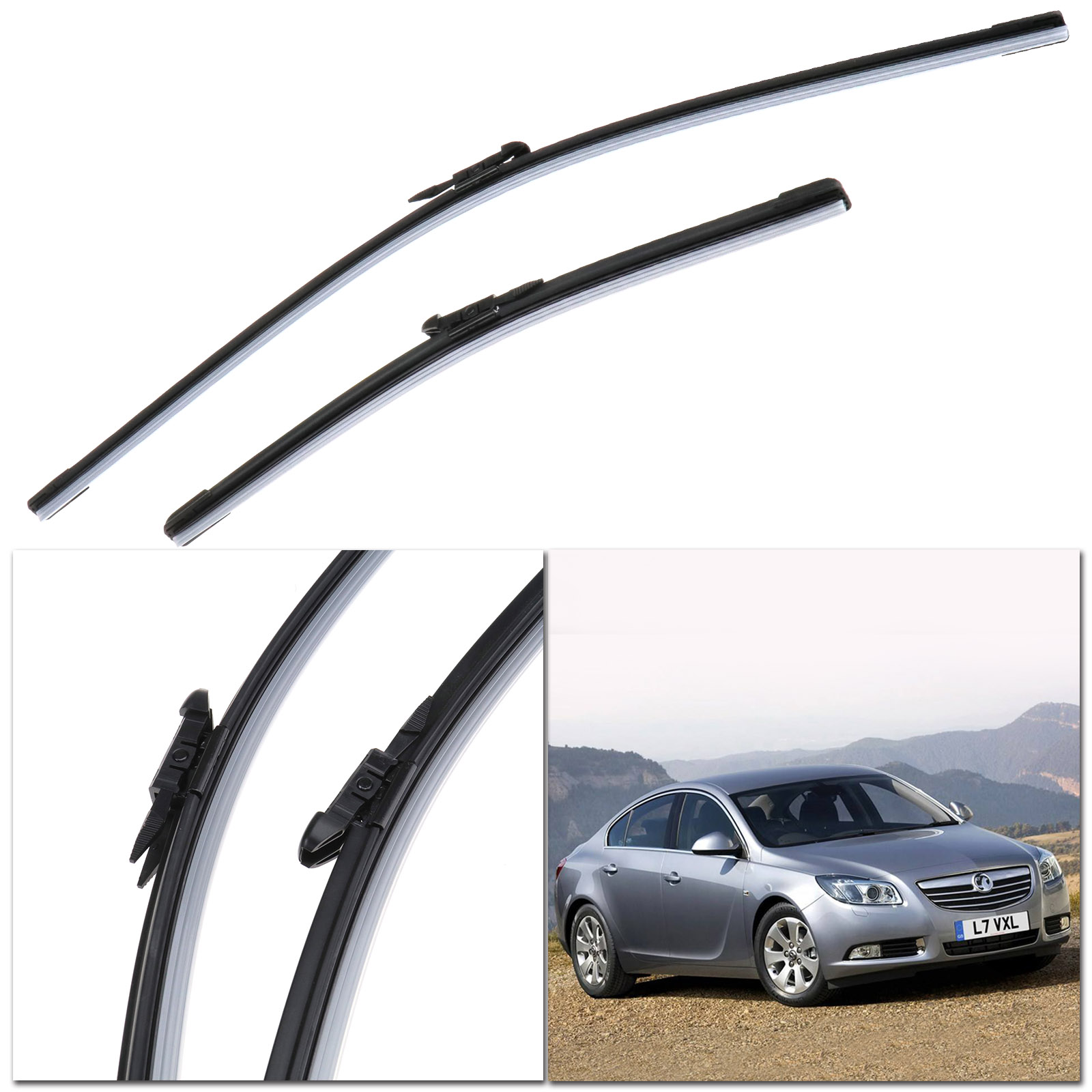 2Pcs Rubber Flat Windshield Wipers Blades Fits For VAUXHALL CORSA 2006