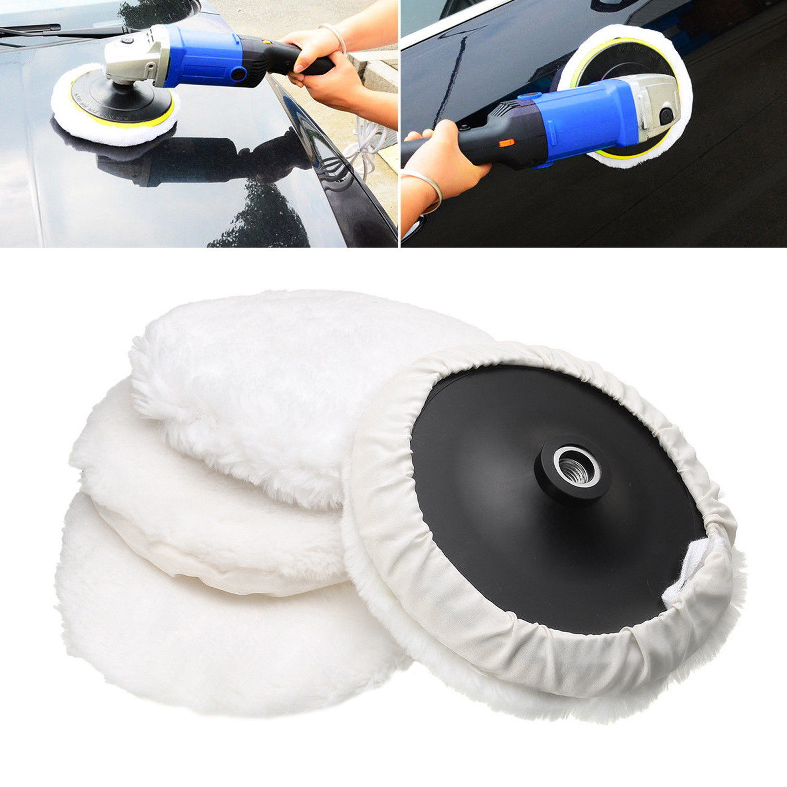 7'' 180mm Polisher Soft Wool Wheel Car Polishing Buffing Buffer Pad Kit