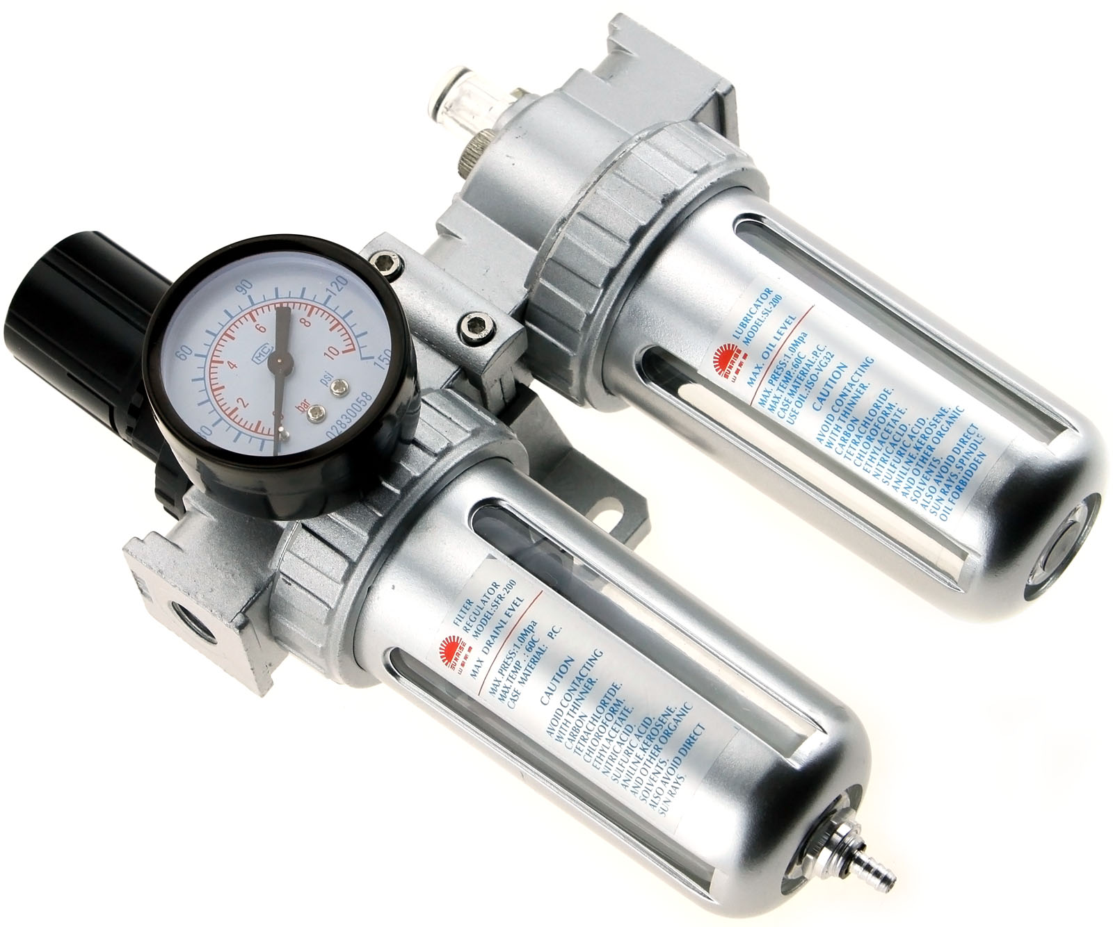 1/4" TWIN FILTER REGULATOR CONTROL WATER TRAP OILER LUBRICATOR AIR