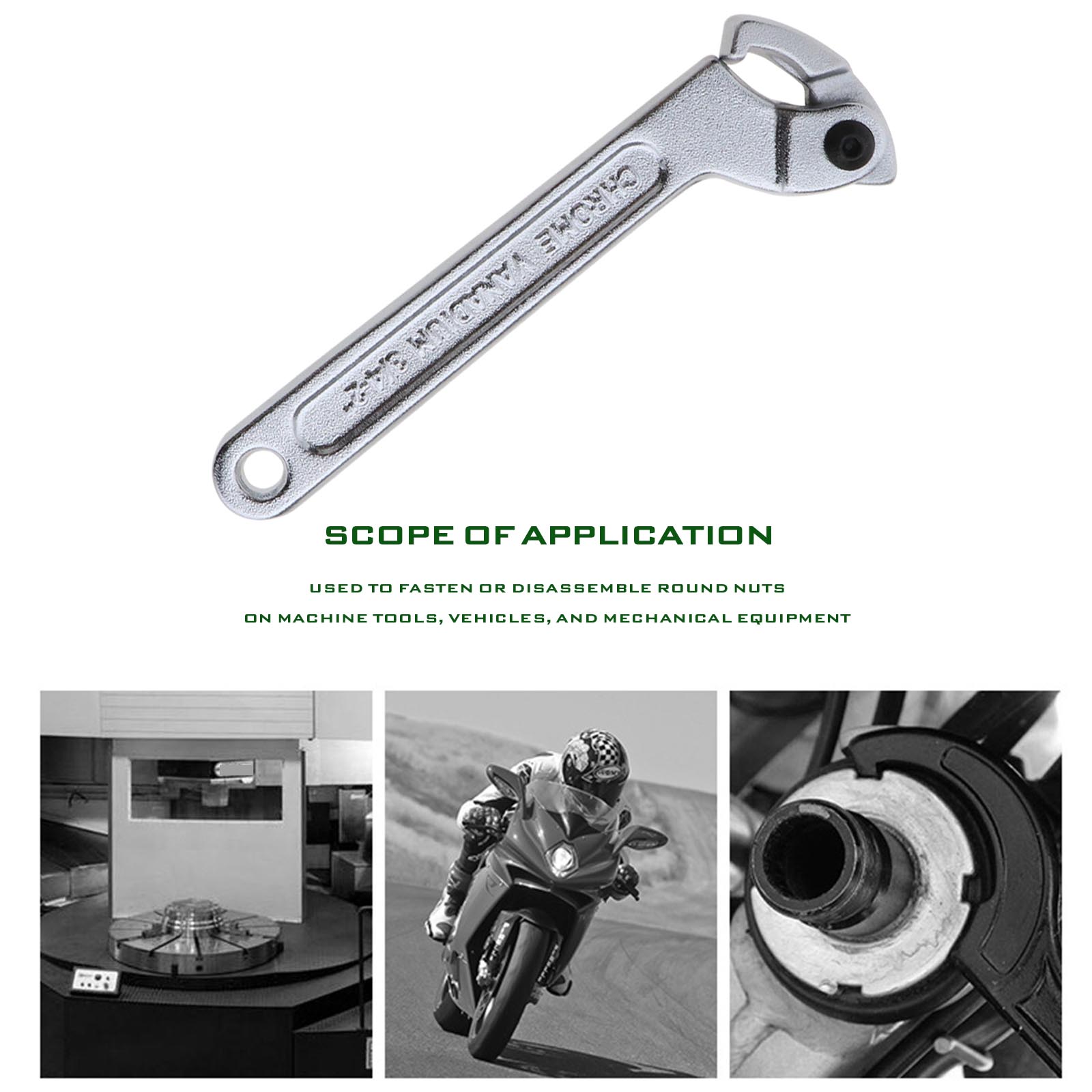 1951mm 3/42" Adjustable Hook Wrench C Spanner kit Motorcycle