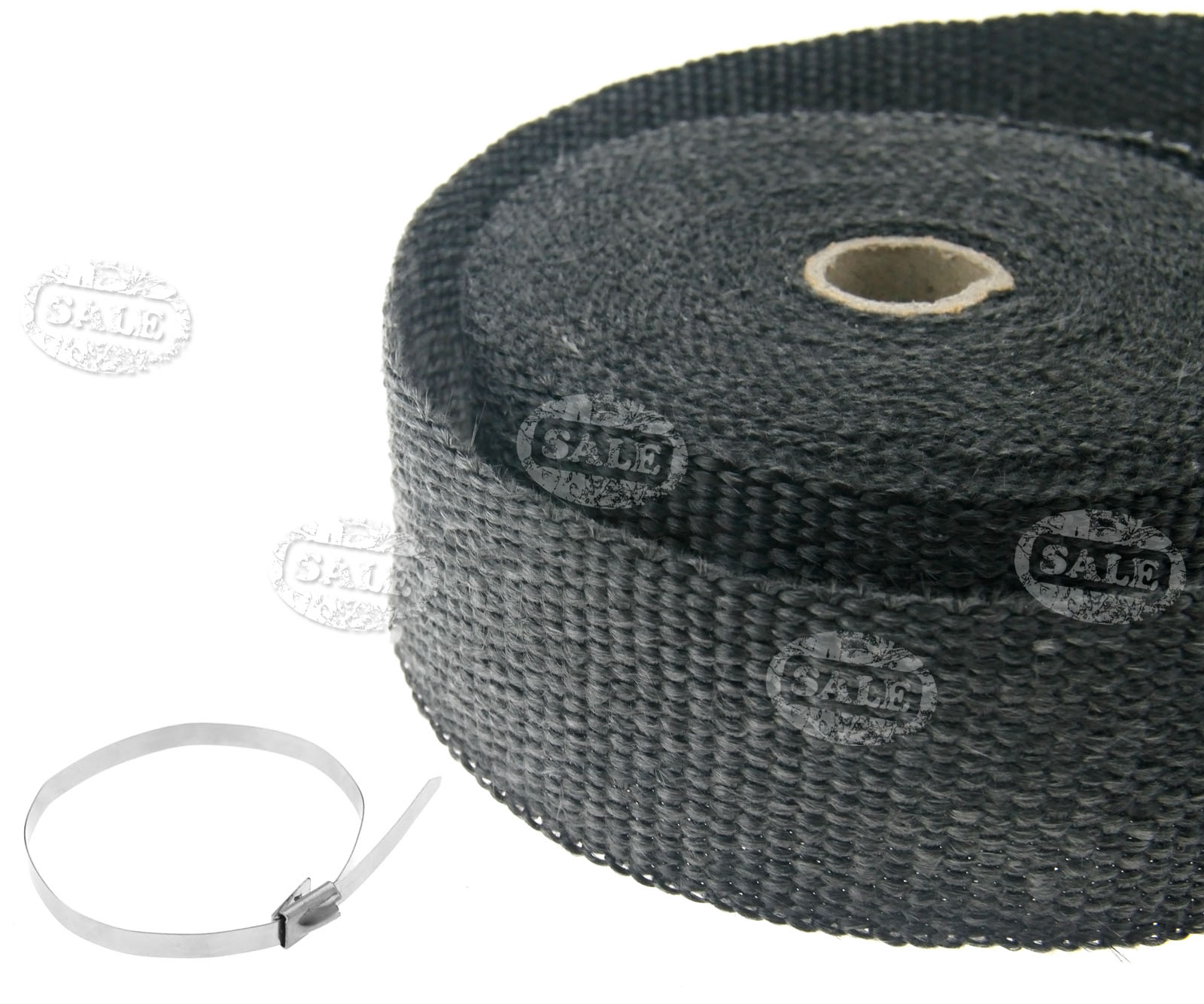 BLACK EXHAUST MANIFOLD DOWNPIPE HEAT WRAP 2"X 33FT w/ STEEL TIES PIPE
