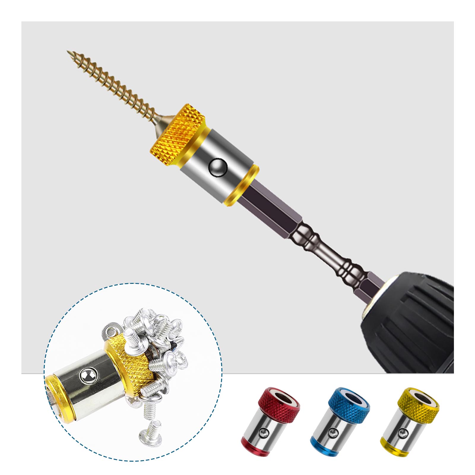 Screwdriver Heads Magnetic Ring, Non-Slip Aluminum Alloy Bit