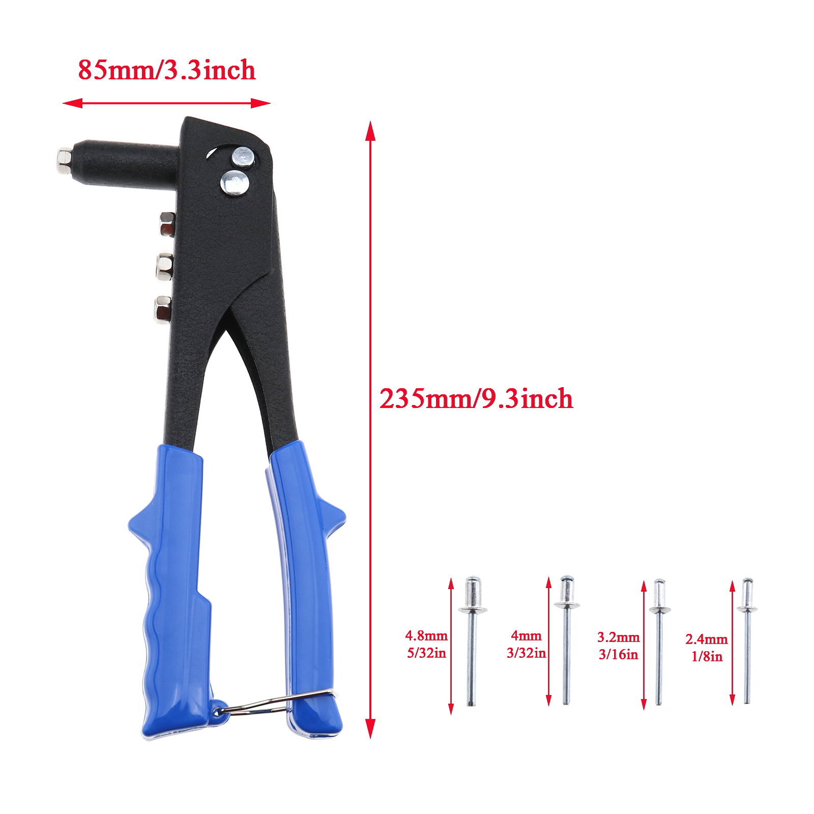 Riveting Pliers 2.4 to 4.8mm Blind Rivet Assortment Kit 23.5cm Length