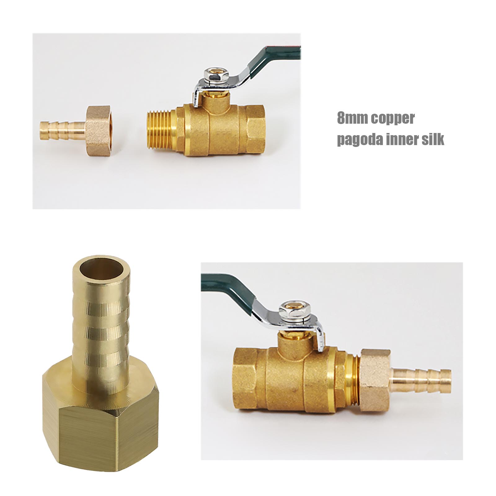 2Pcs Barbed Brass Hose Tail Connector to 1/4 Inch BSP Female Thread