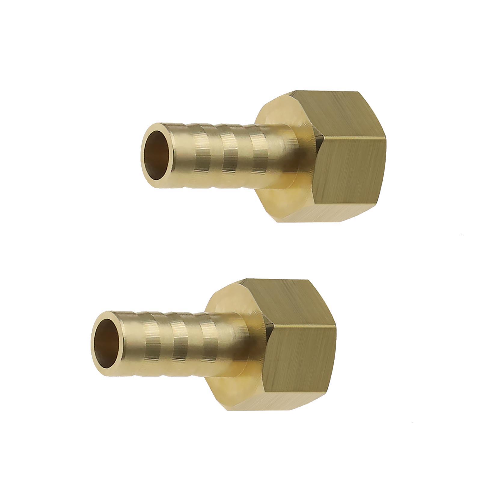 2Pcs Barbed Brass Hose Tail Connector to 1/4 Inch BSP Female Thread