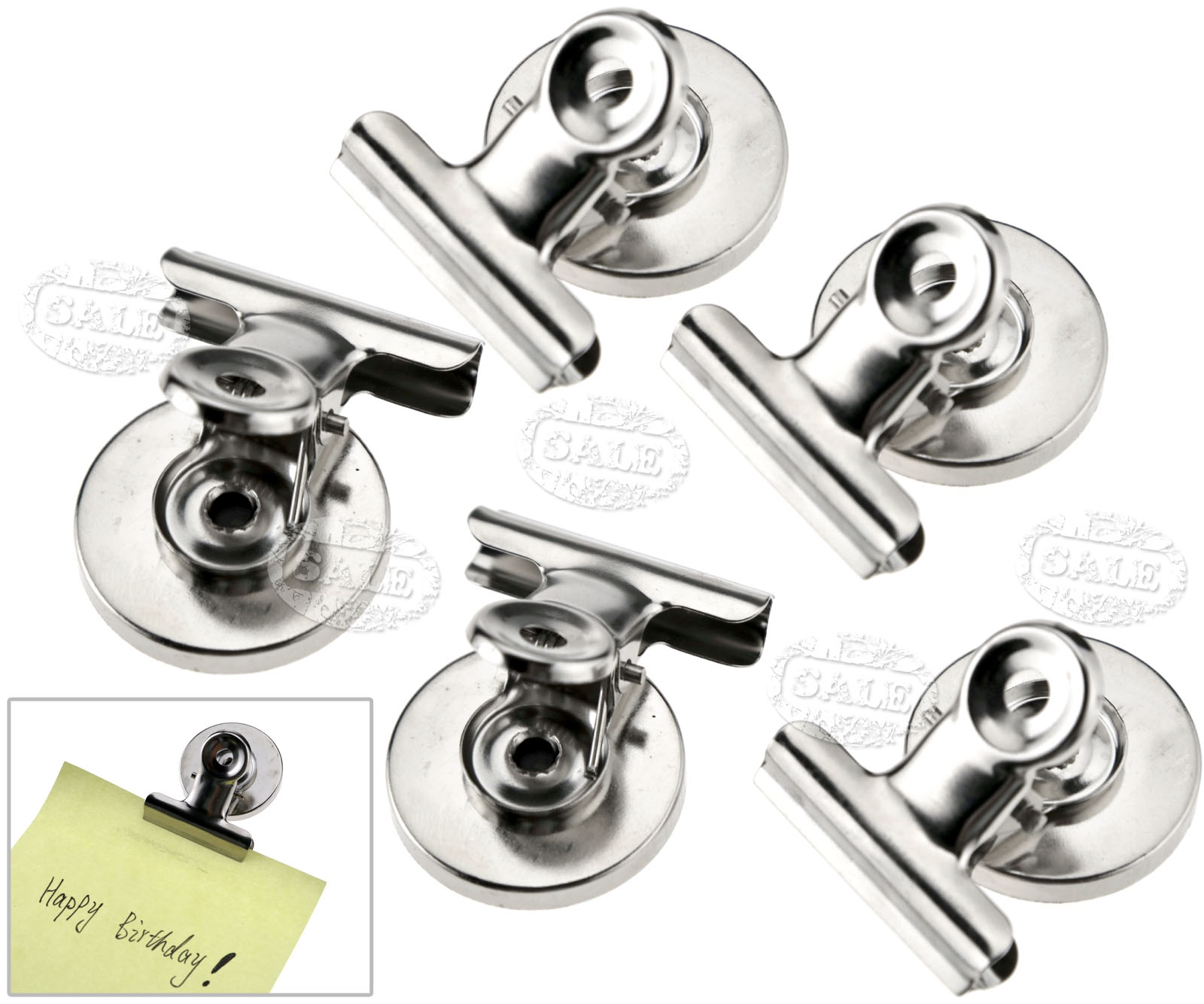 5x Magnetclip Metall Magnetwand Kühlschrank Büro Memo Pinnwand 3CM 