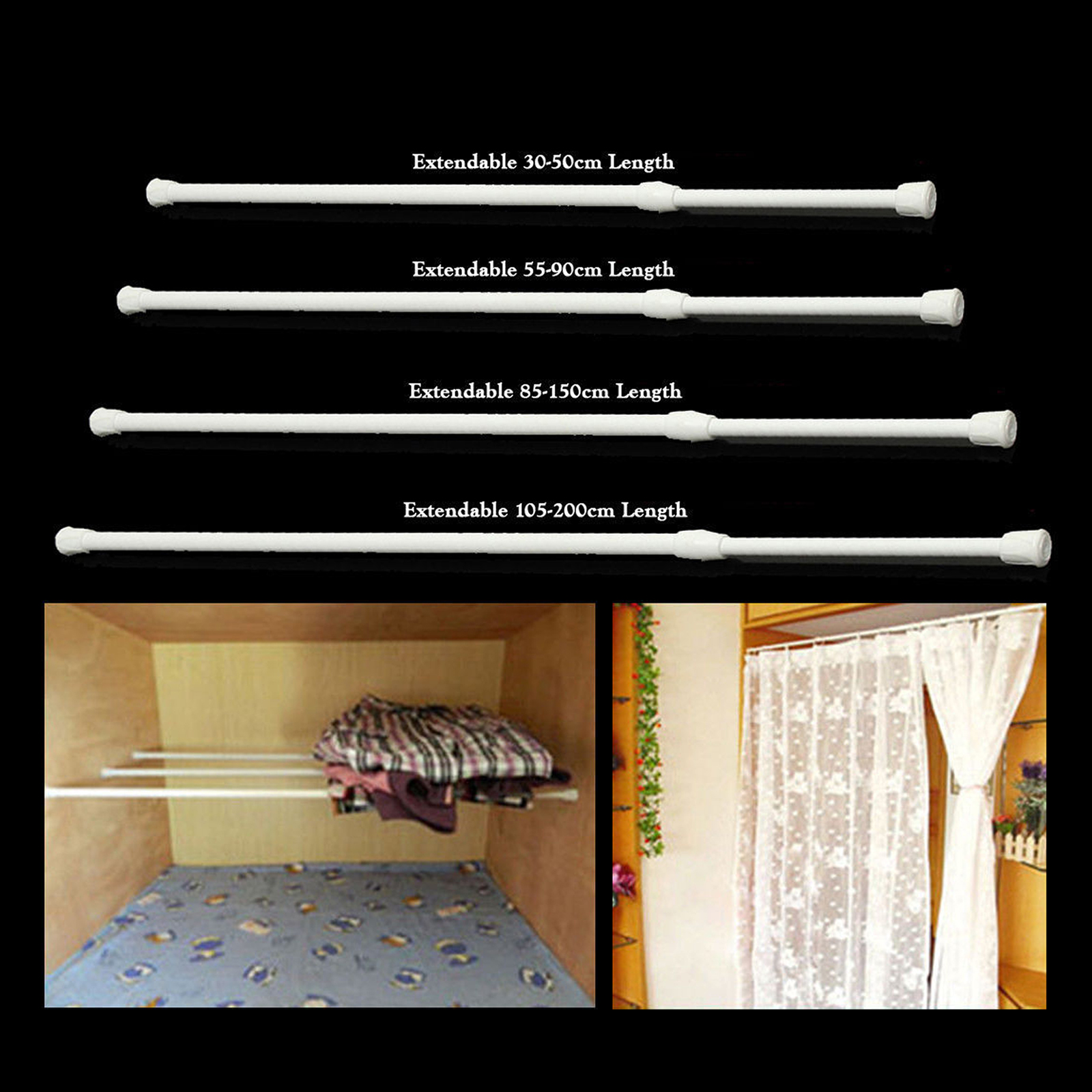 2stk Fenster Scheiben Klemmen Stange KIT Gardinenstange Klemmstange