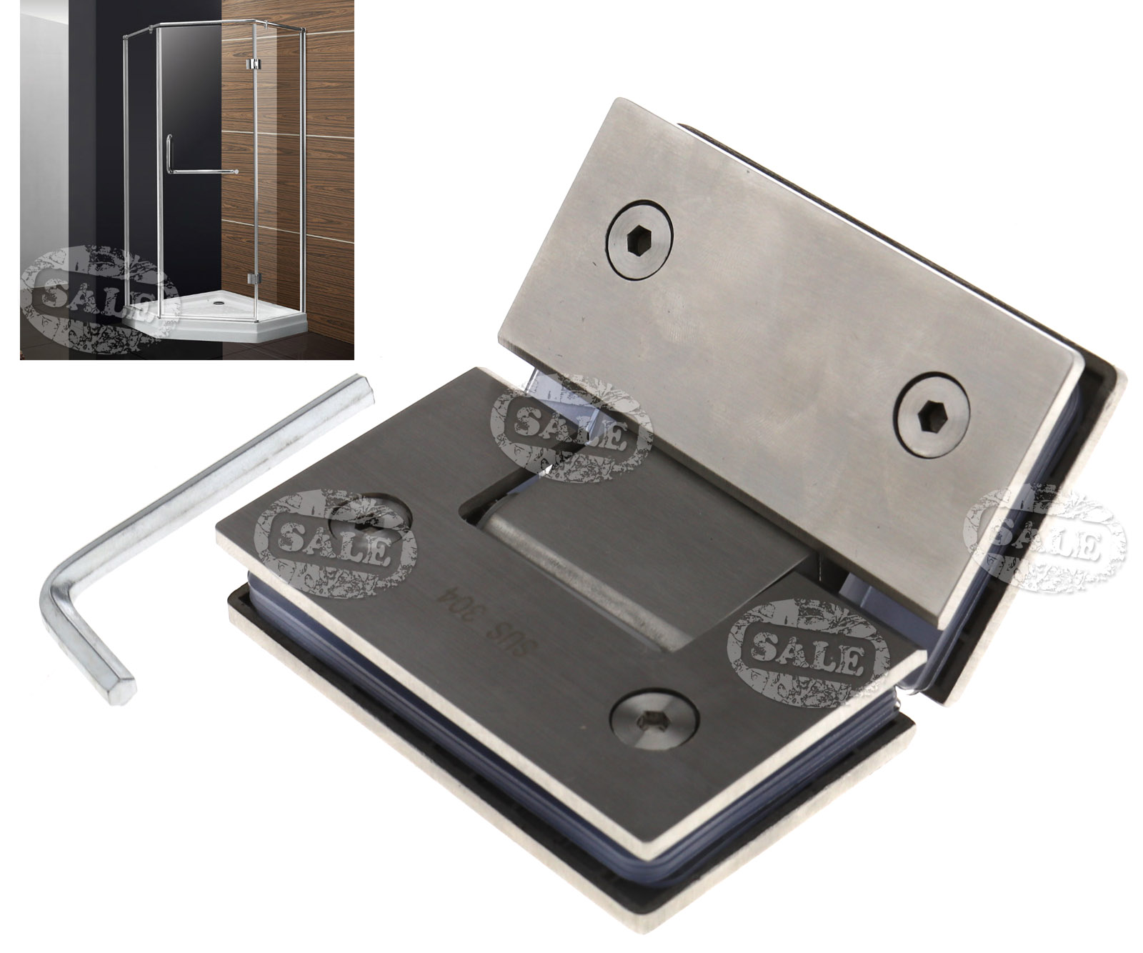 135 Degree Frameless Glass to Shower Door Bracket Hinge Chrome Plated