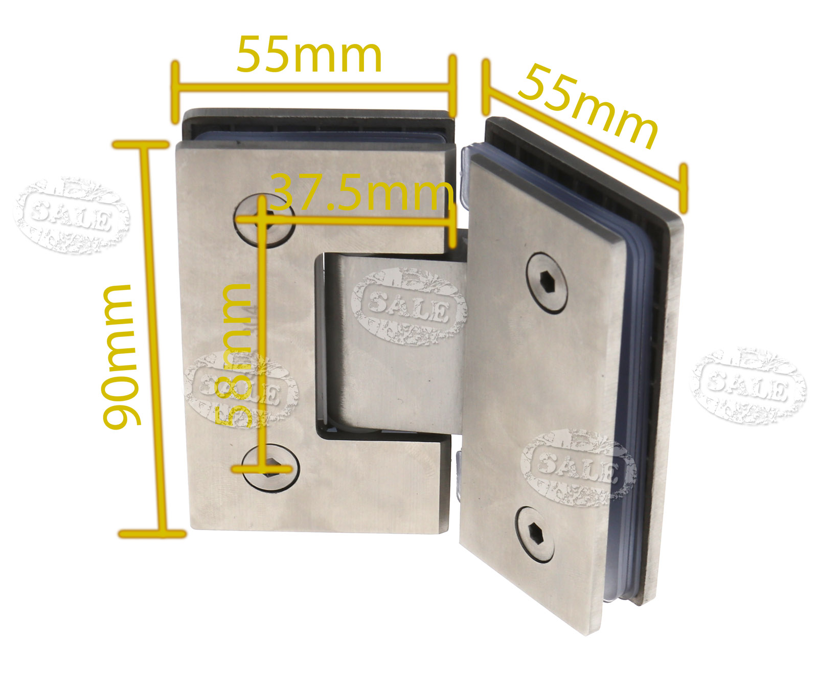 135 Degree Frameless Glass to Shower Door Bracket Hinge Chrome Plated