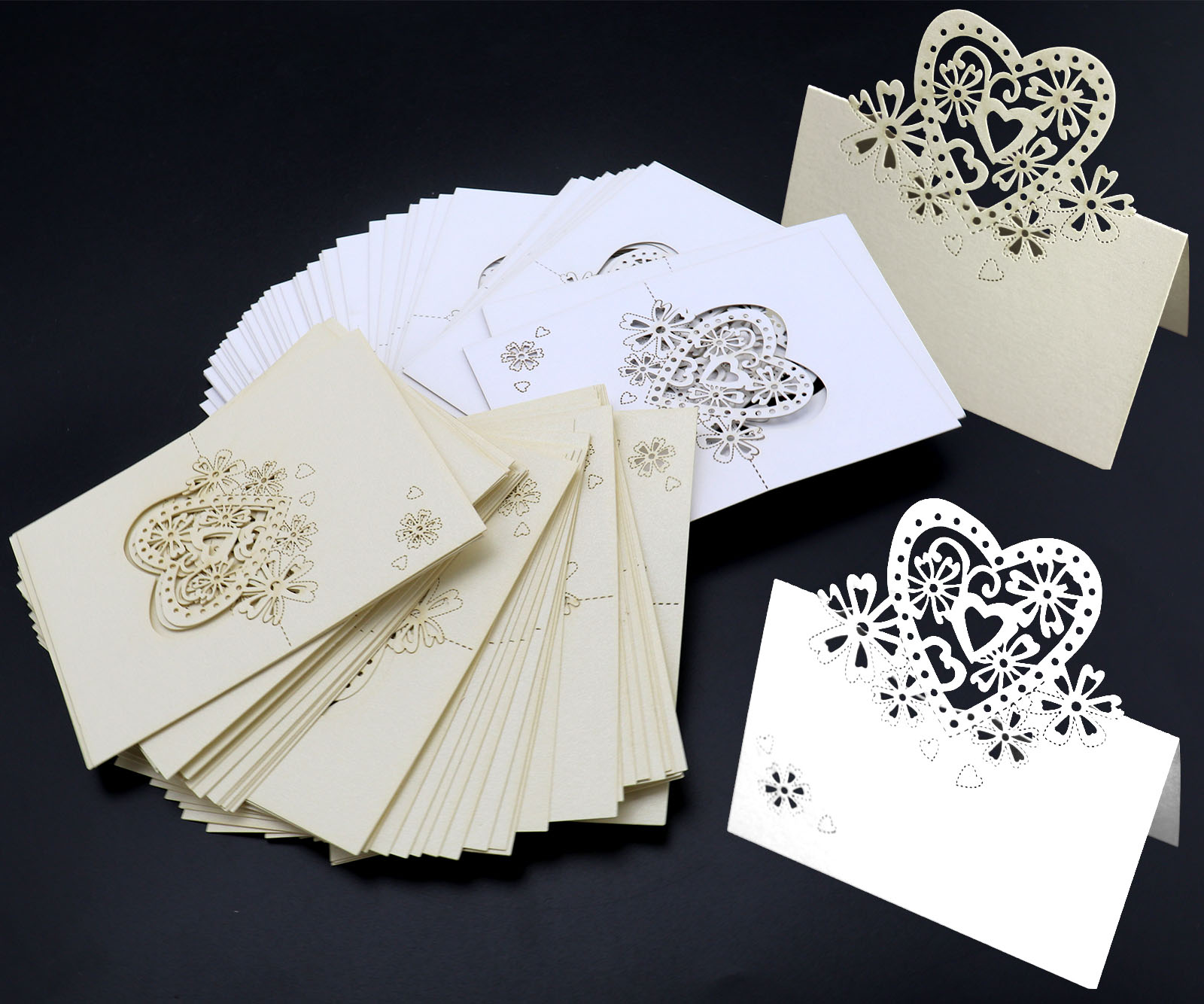 heart wedding place cards
