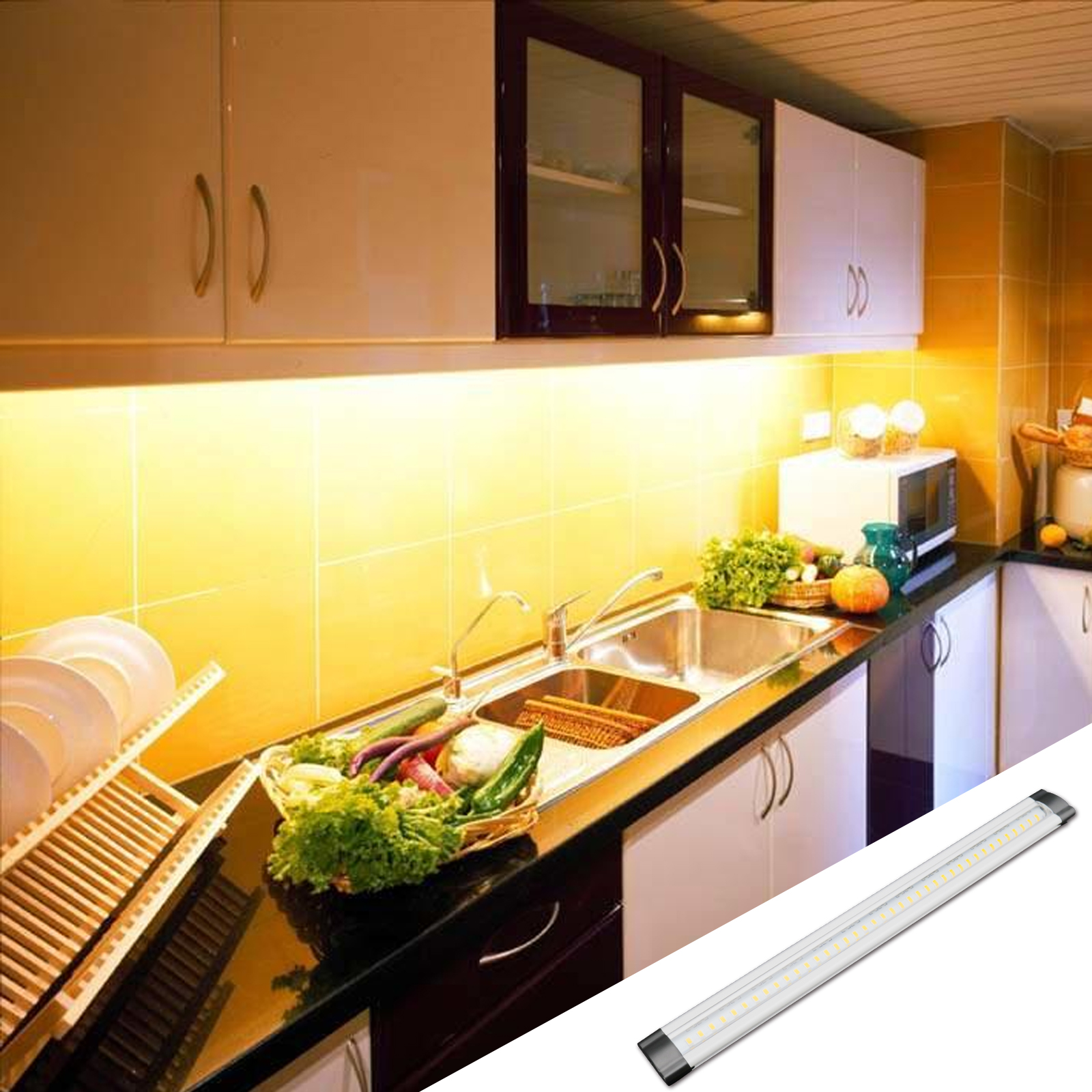 12V 30cm LED Warm White Strip Light Cupboard Home Room Kitchen