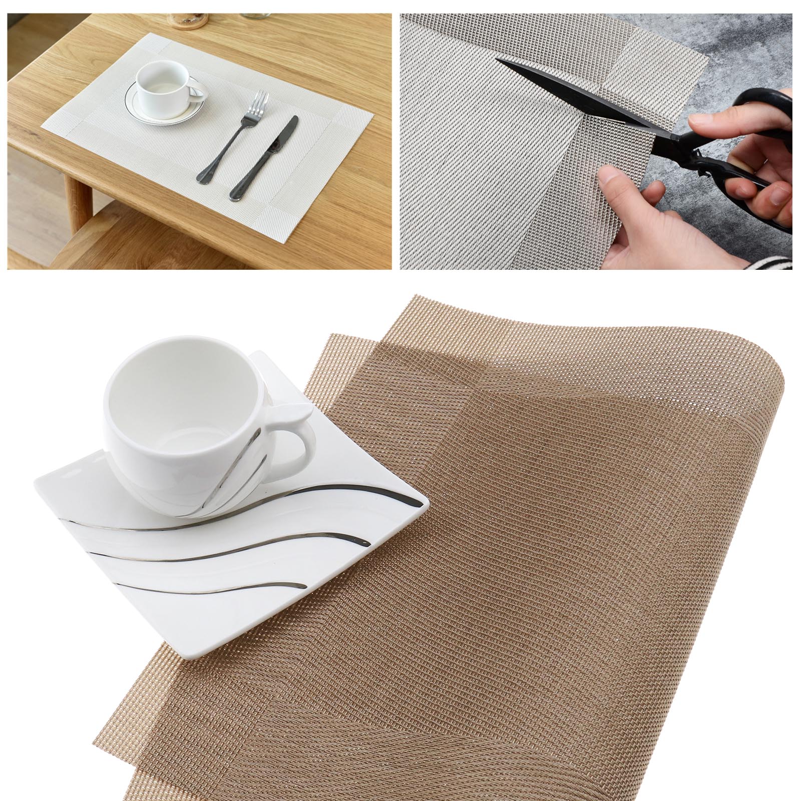 6pcs Table Mat Golden HeatResistant AntiSlip Washable Place for Home