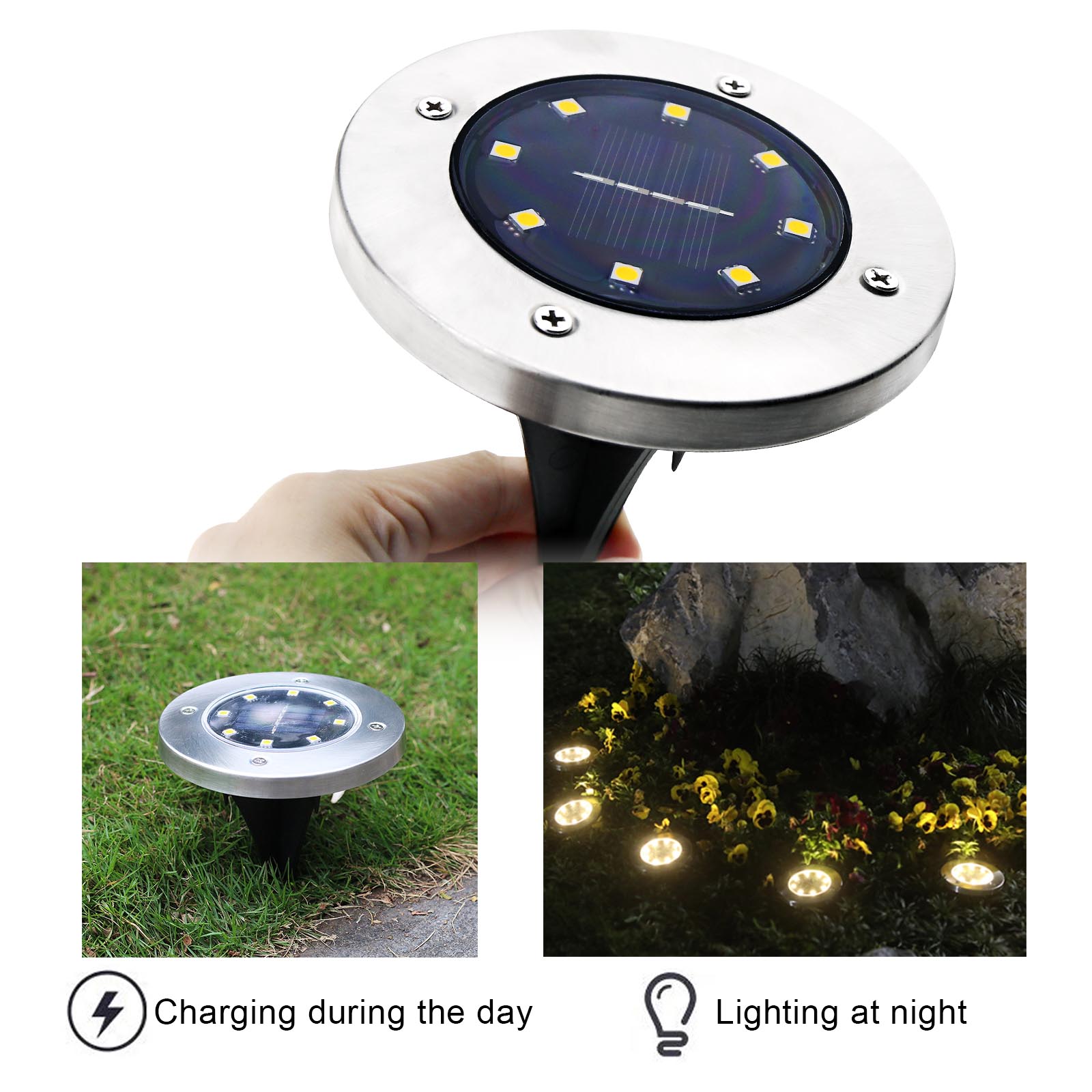 Solarlampen für Außen 4x Solarleuchten Solarlicht Solar Garten
