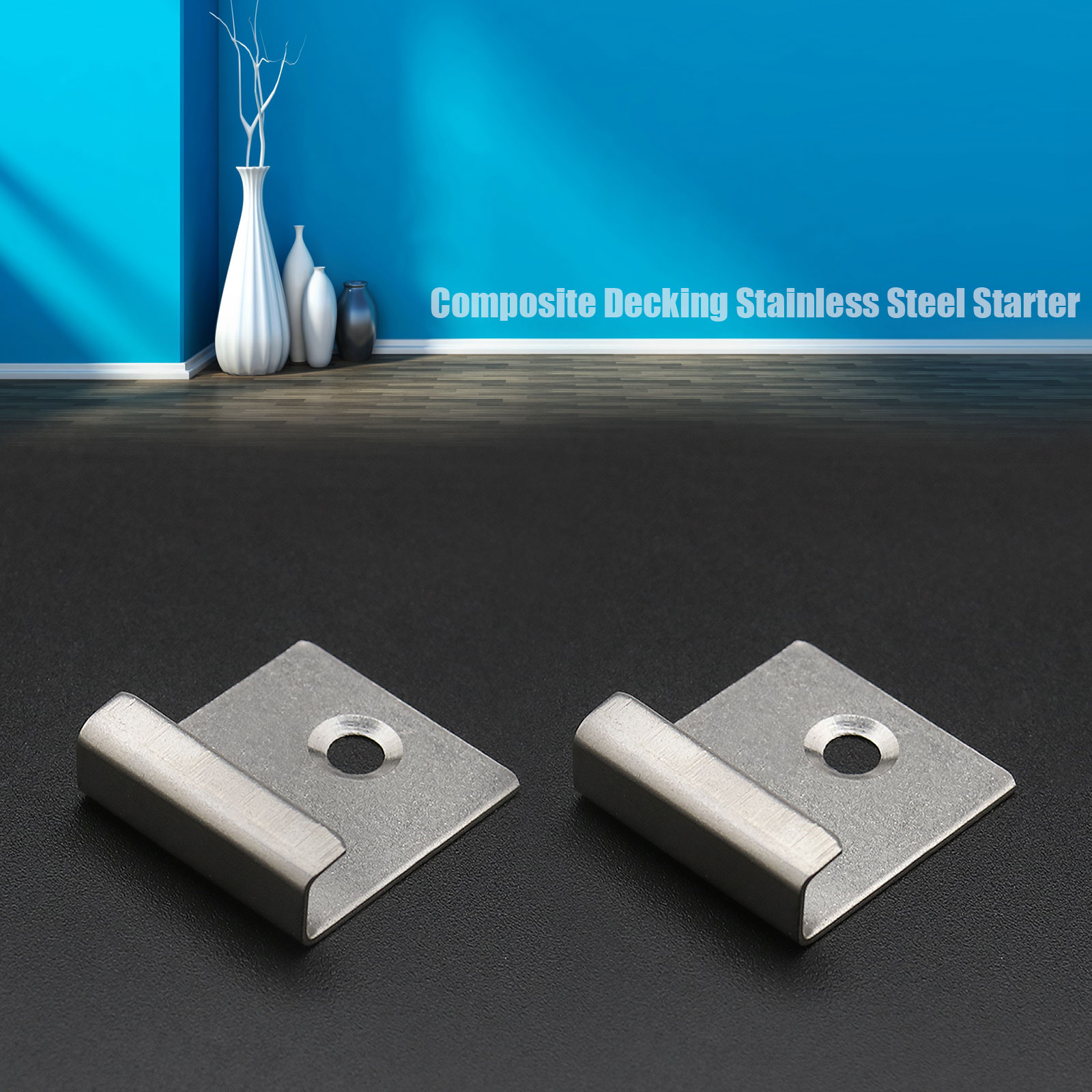 50x Composite Decking Hidden Starter Fixing Fastener Clip with Screws