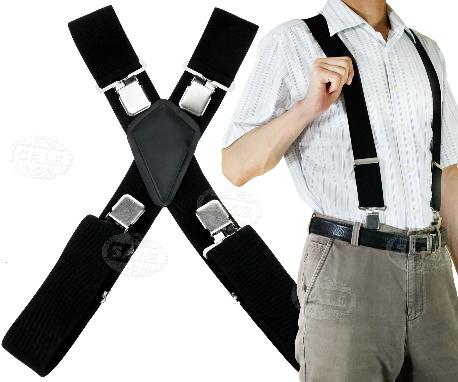 50mm Unisex Mens Men Braces Plain Wide Heavy Duty Suspenders Wide