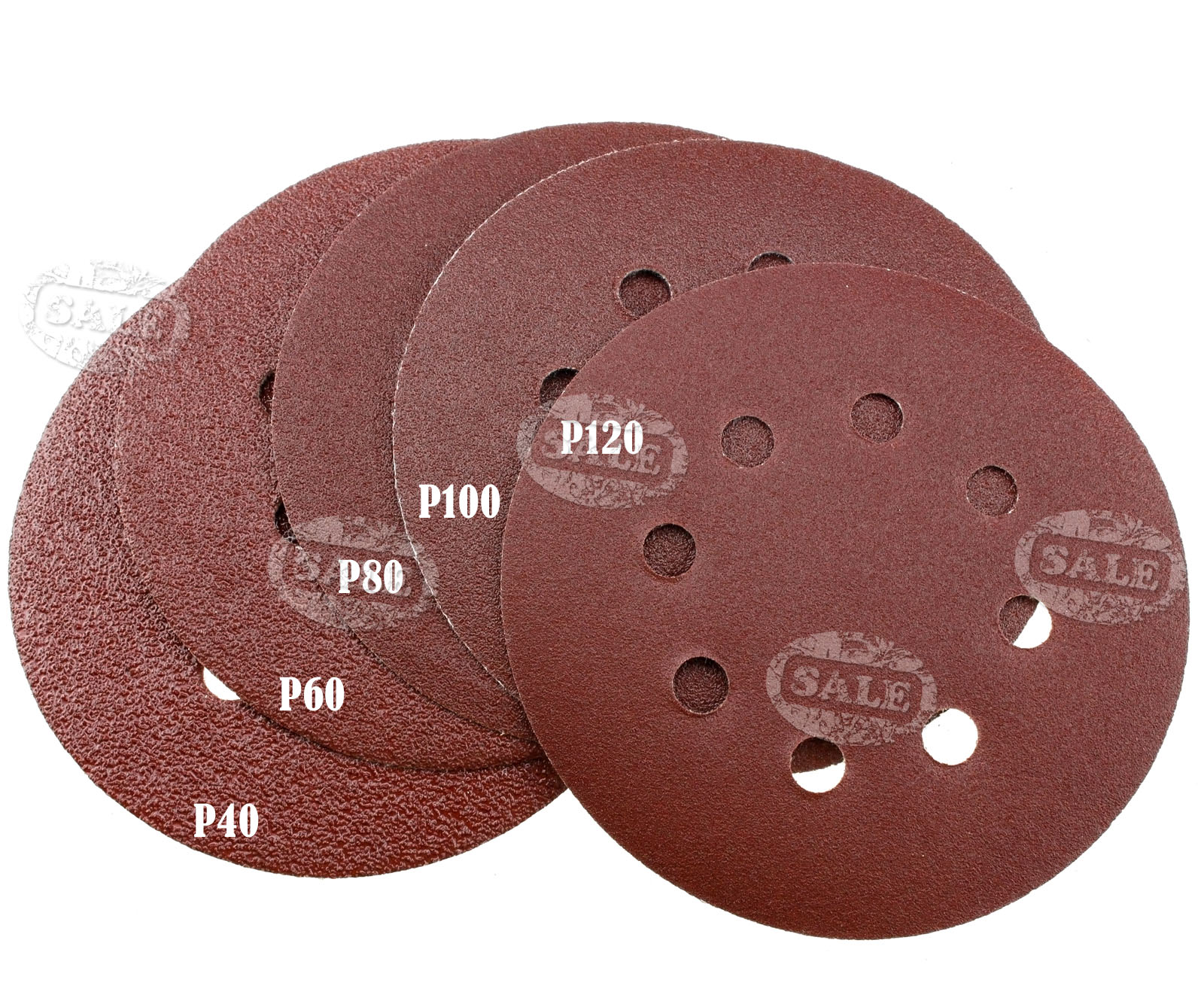 125mm 8 Bores 40 60 80 100 120 Grit Round Disc Orbit Sanding Sandpaper