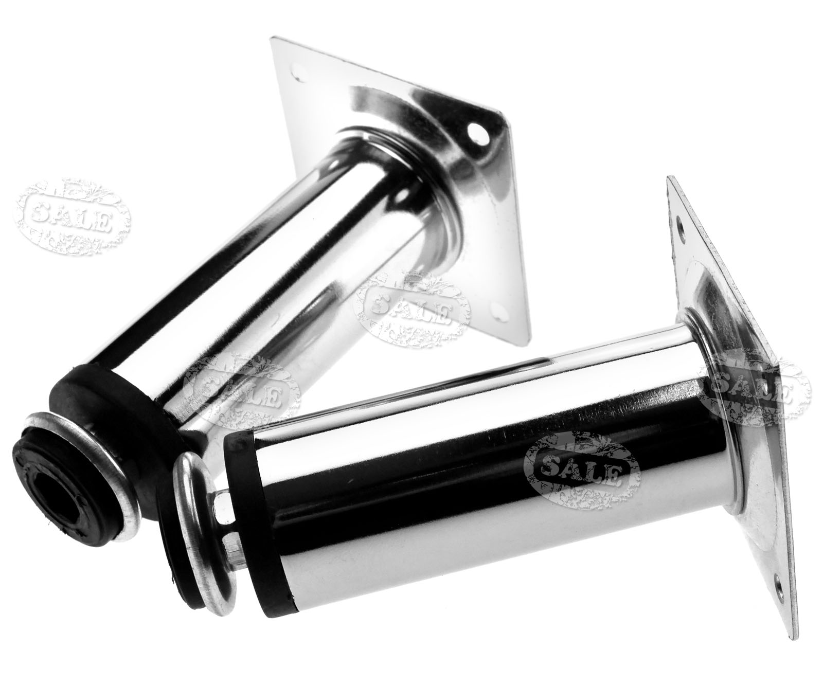 4x Adjustable Chrome Plated 100mm Kitchen Furniture Plinth Feet