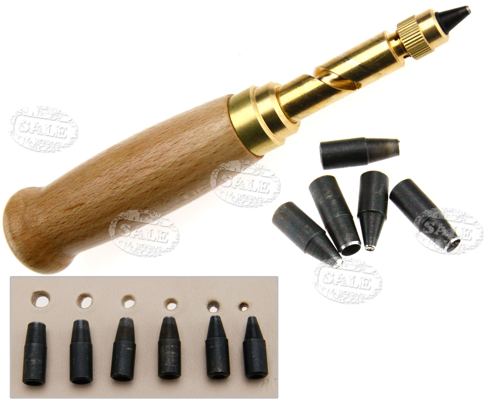 New 1.5 4mm Leather Craft Tool Screw Punch Hole Punch 6 in 1 Kit
