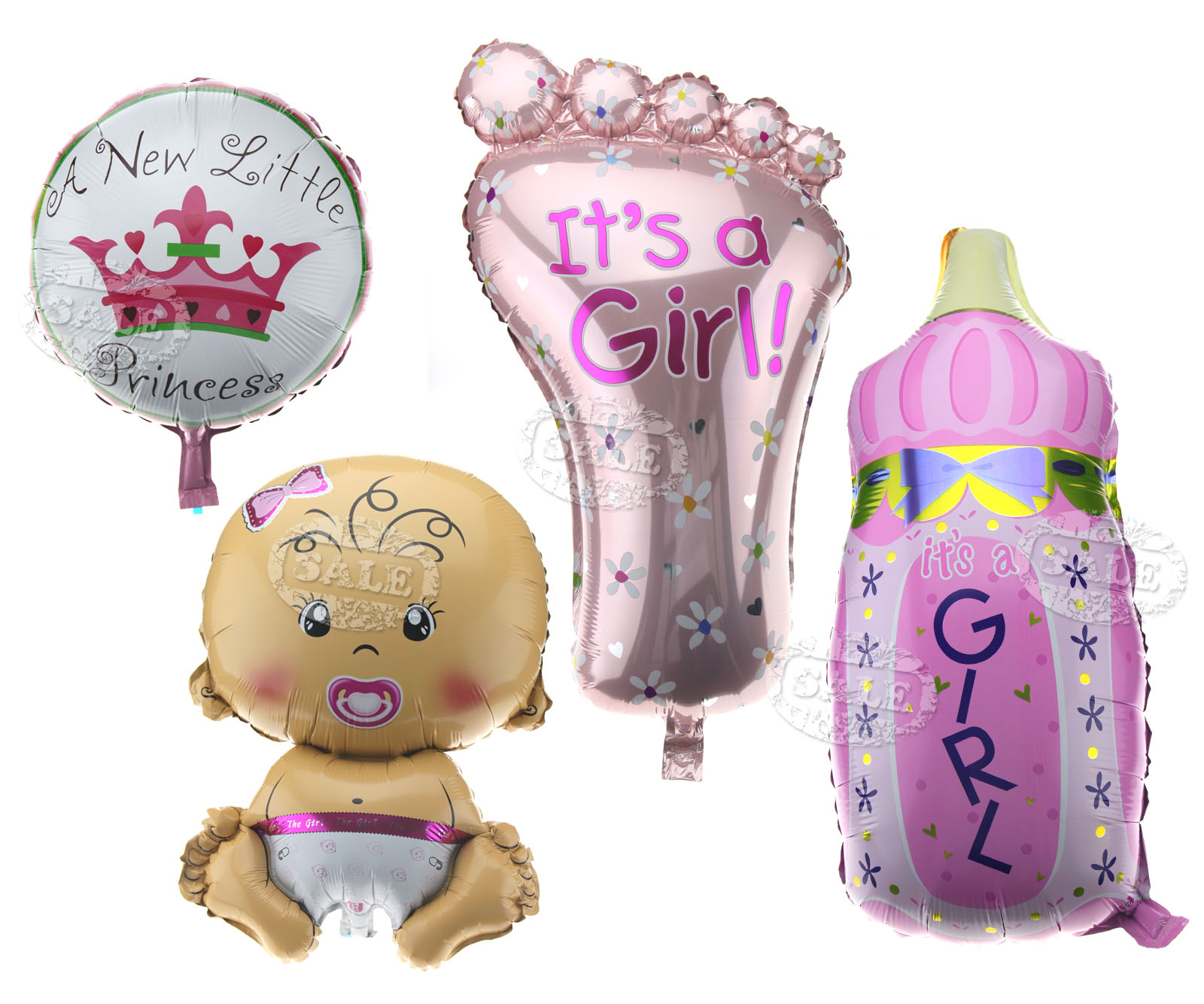 4PCS Girl Foil Balloons Baby Girl Foot Bottle Princess Lovely Balloons