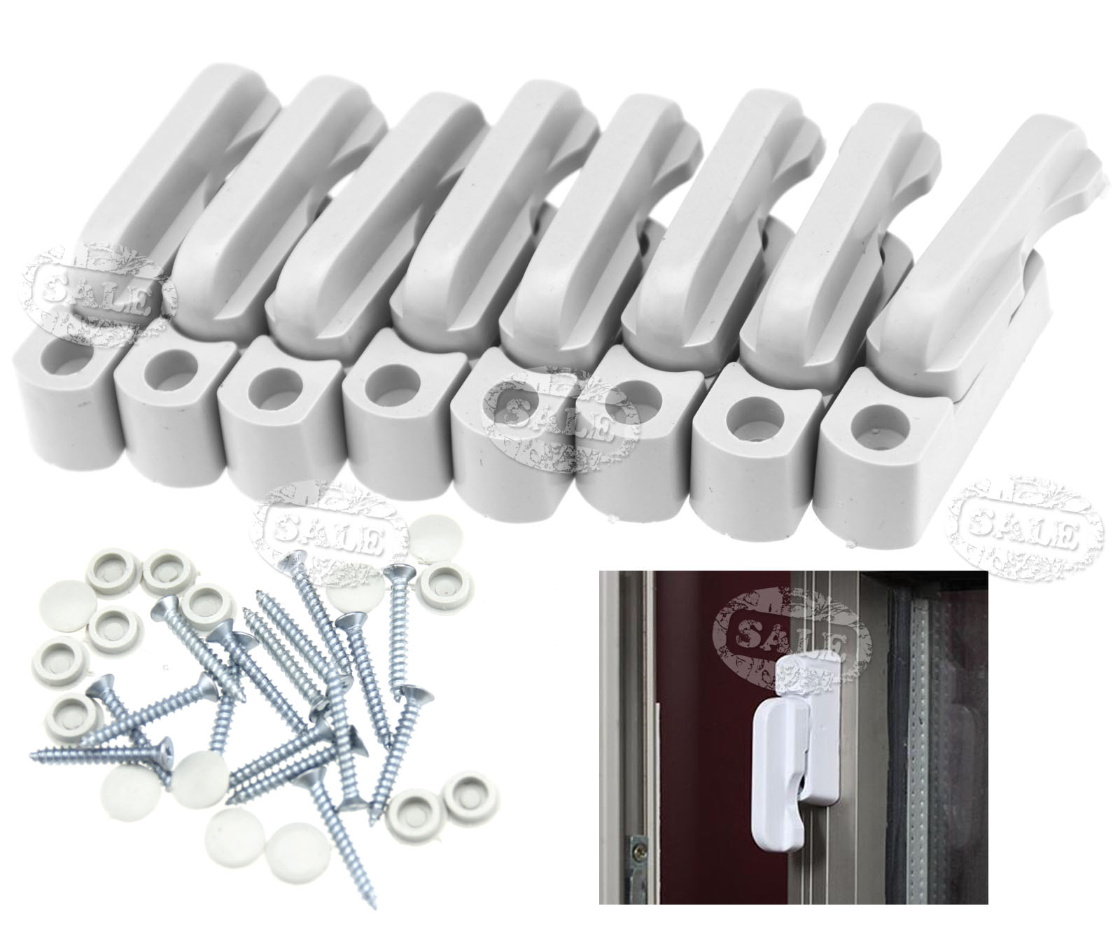 8pcs Window Safety Locks UPVC Door Sash Jammer Security Restrictor Lock