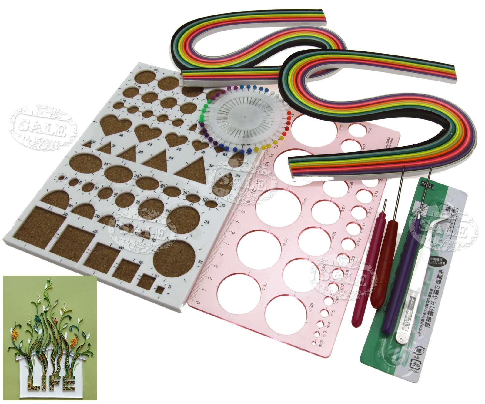 QUILLING COMPLETE ARTS & Crafts Boxed Kit Colours of Paper, Tools