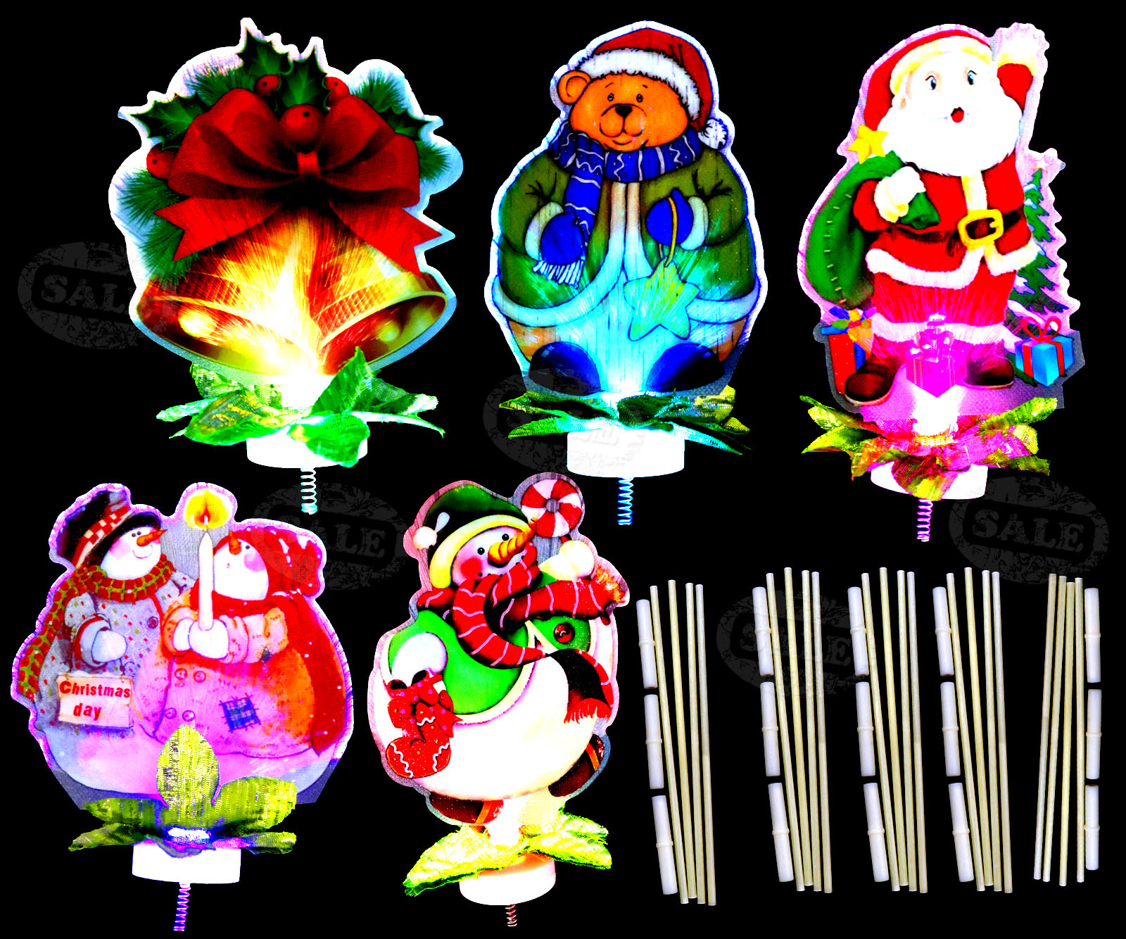 PVC Light Up Christmas Silhouette Window Suction Decor 5 Xmas LED